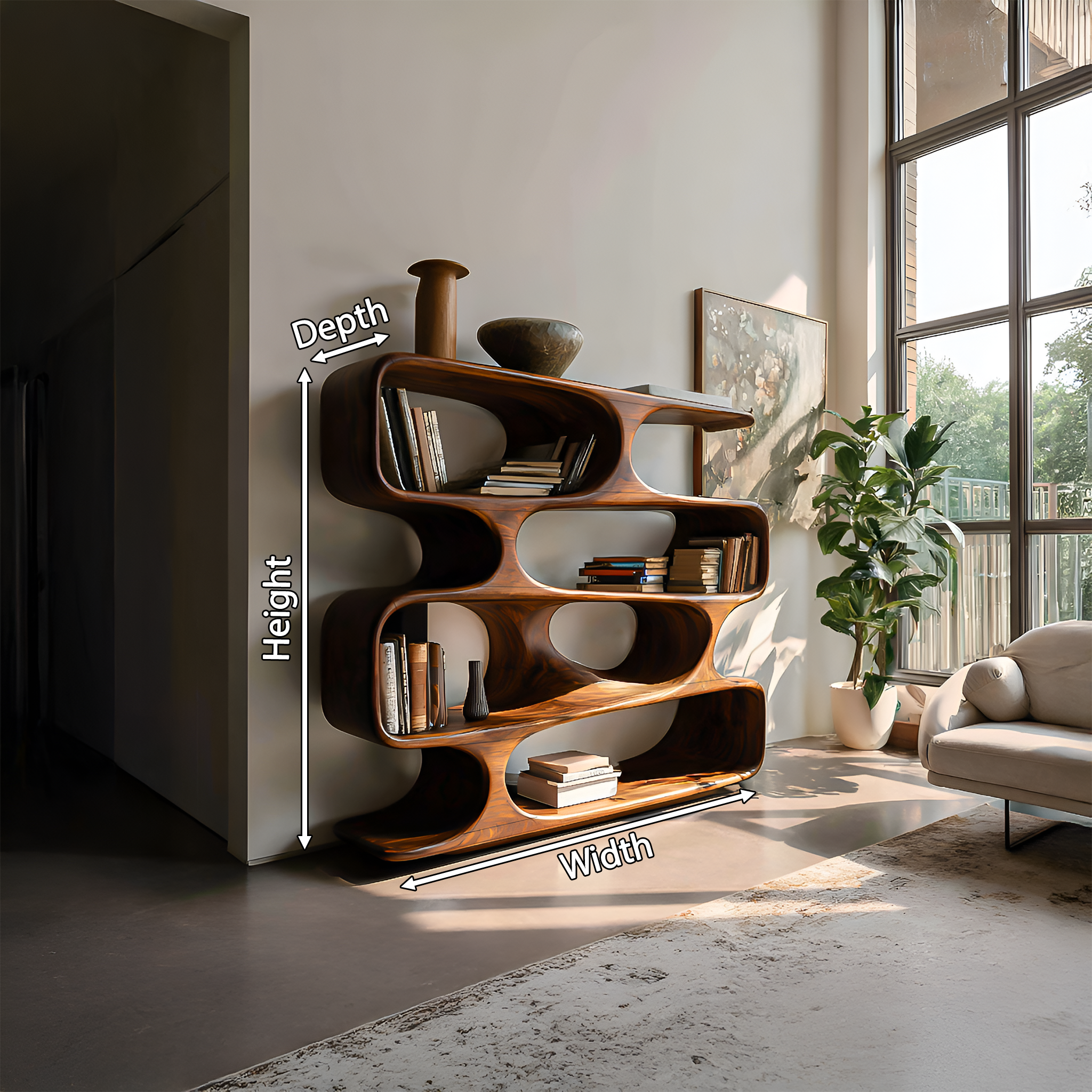 Statement Curved Bookcase For Modern Living Room Decor RTTHTTBS047