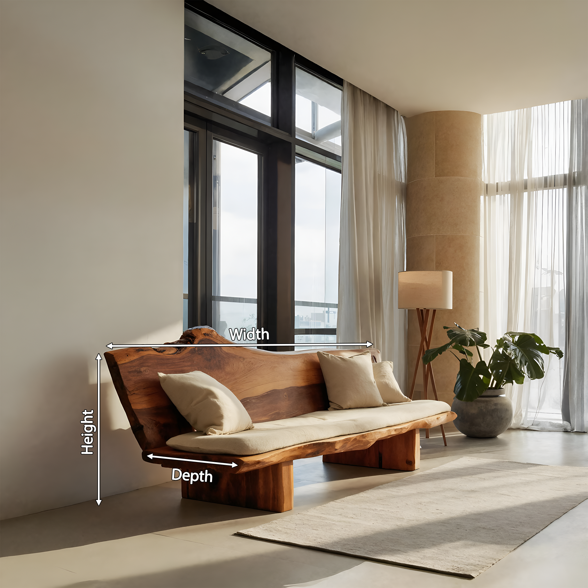 Organic Wood Sofa With Natural Edge Design For Home Decoration SITHTTSF026