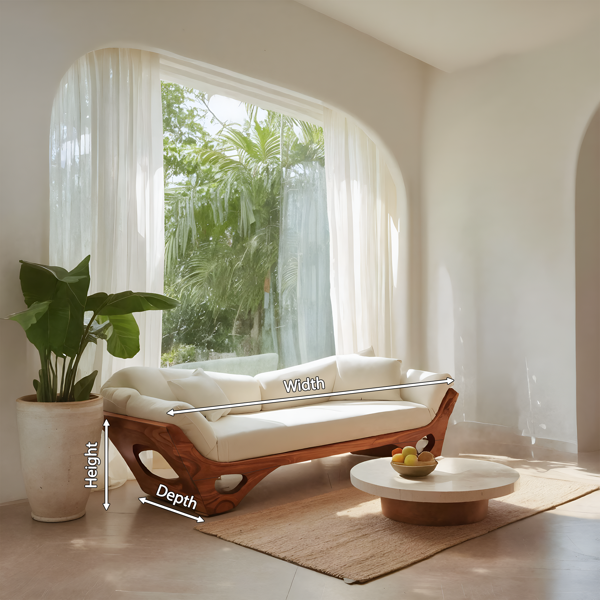 Artistic Wooden Sofa With Sculptural Organic Frame For Contemporary Home SITHTTSF024