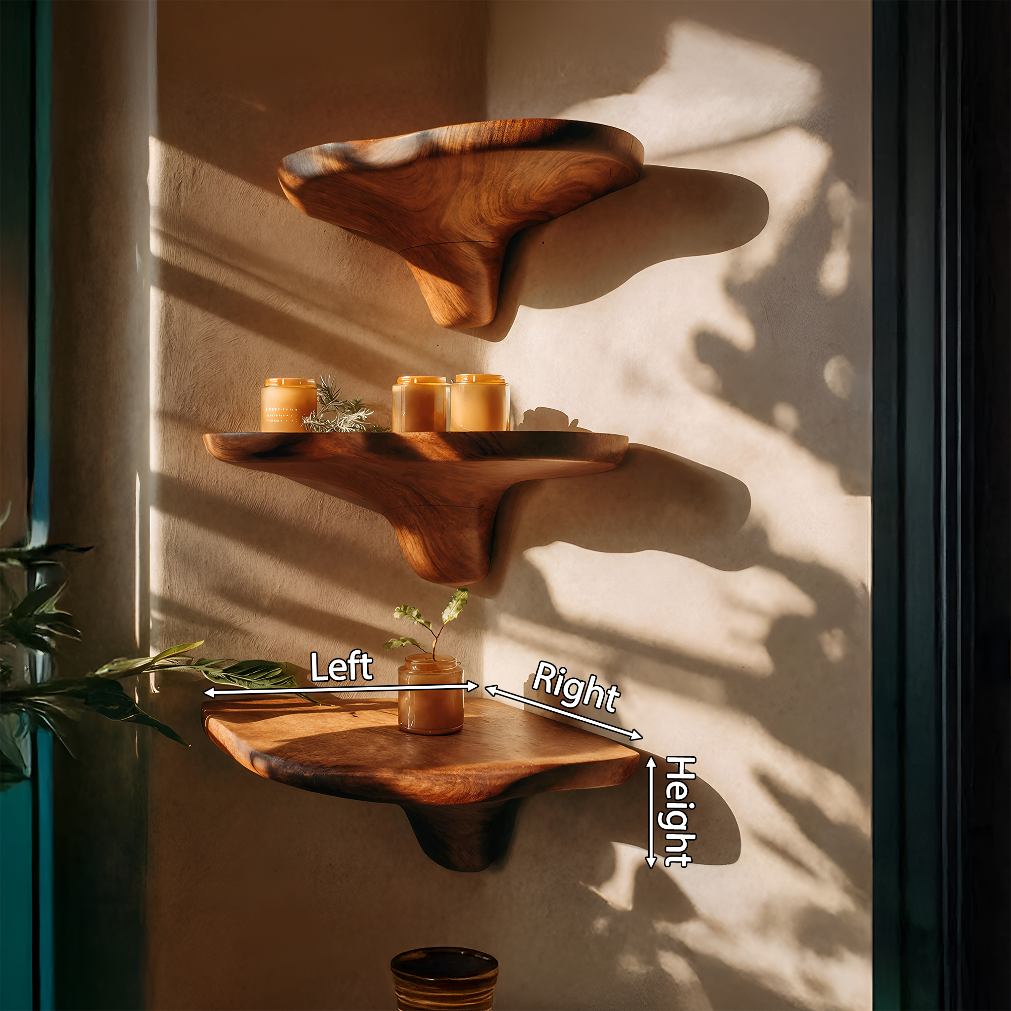 Mid Century Solid Wood Mushroom Shelf For Entryway Wall Decor SILDTTNCMS017