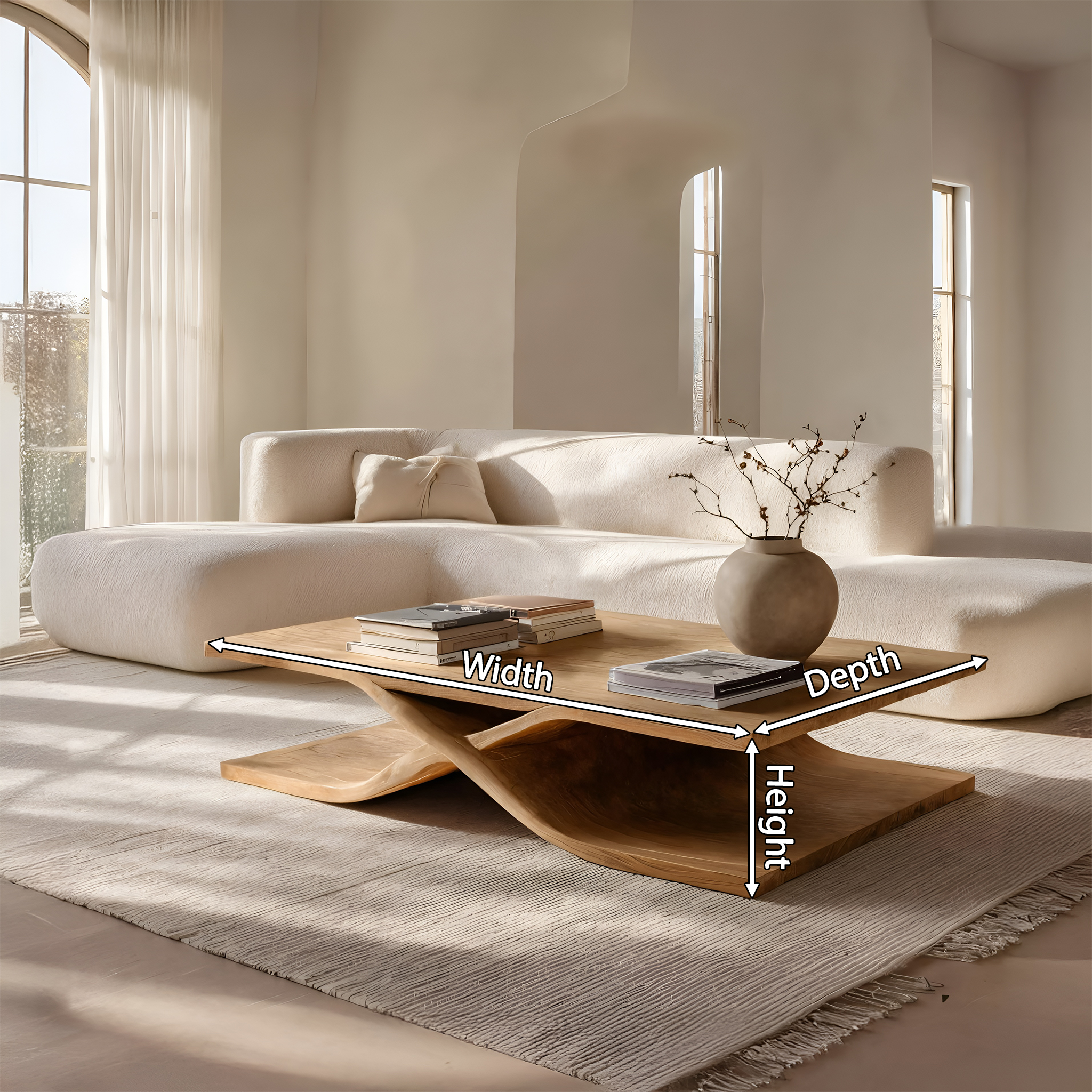 Modern Coffee Table Curved Layered Design For Living Room RTTHHNCF056