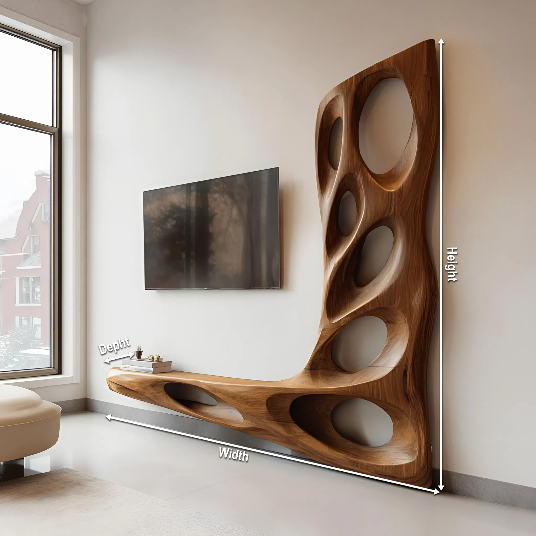 Modern Sculptural TV Wall Console For Living Room Decor SITHHNTVC037