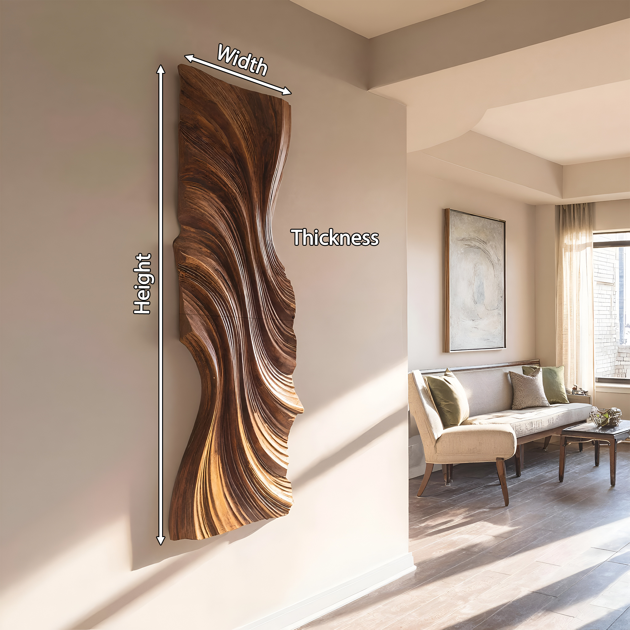 Vertical Wave Wall Art For Modern Living Room RTTHHNWA091