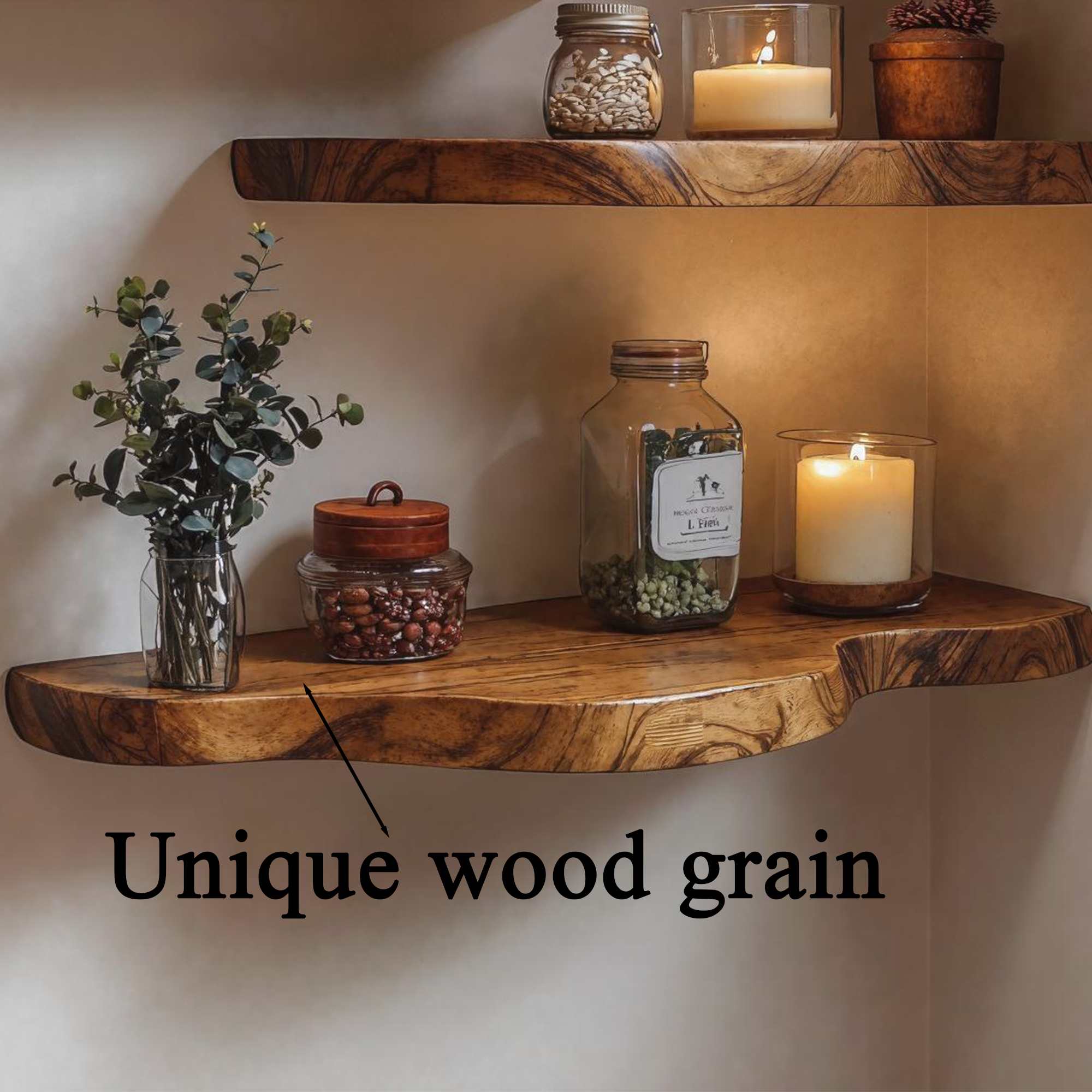 Live Edge Walnut Wooden Shelf Christmas Wall SINLFL045