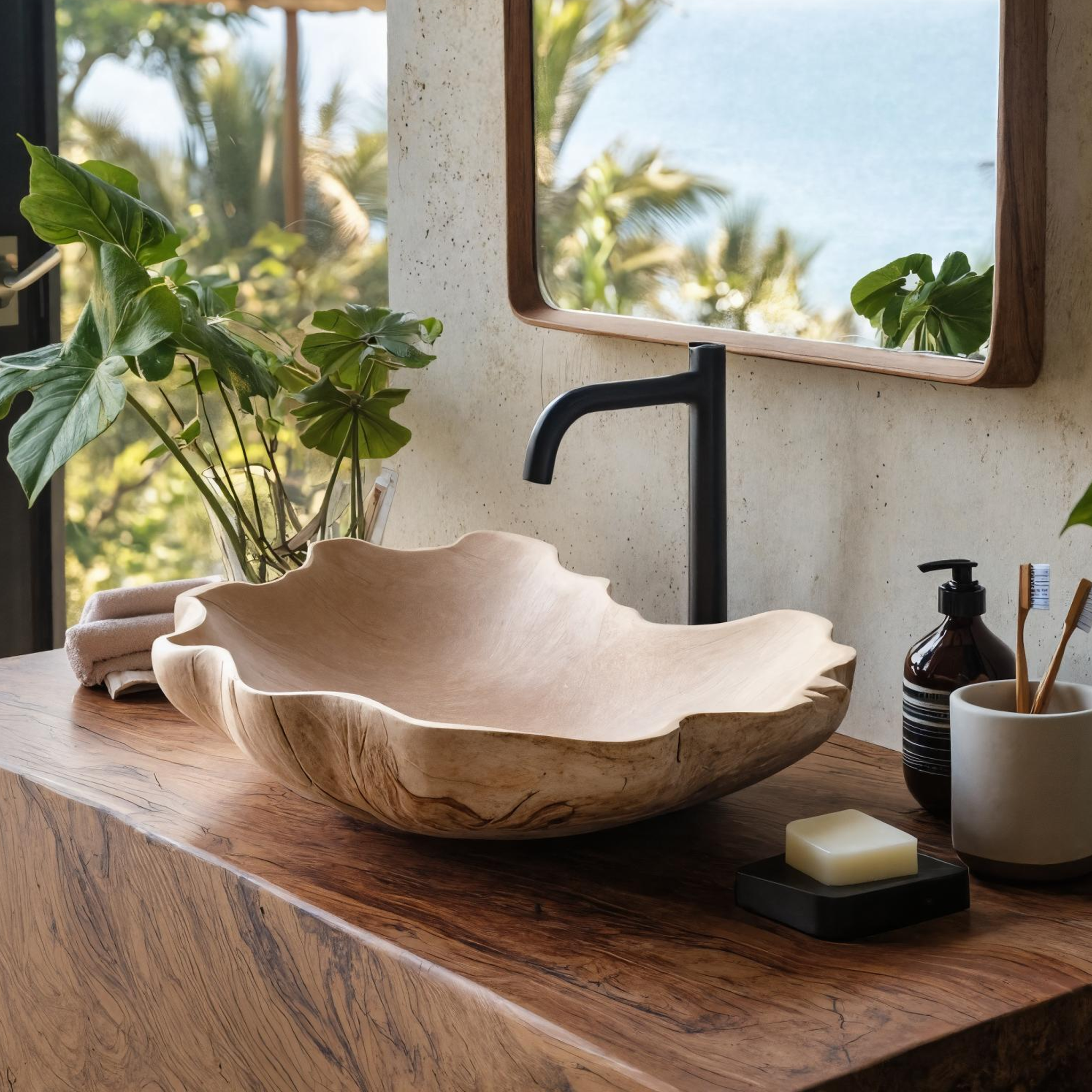 Rustic Solid Wood Sink For Authentic Bathroom Feel SILDTTRVS019