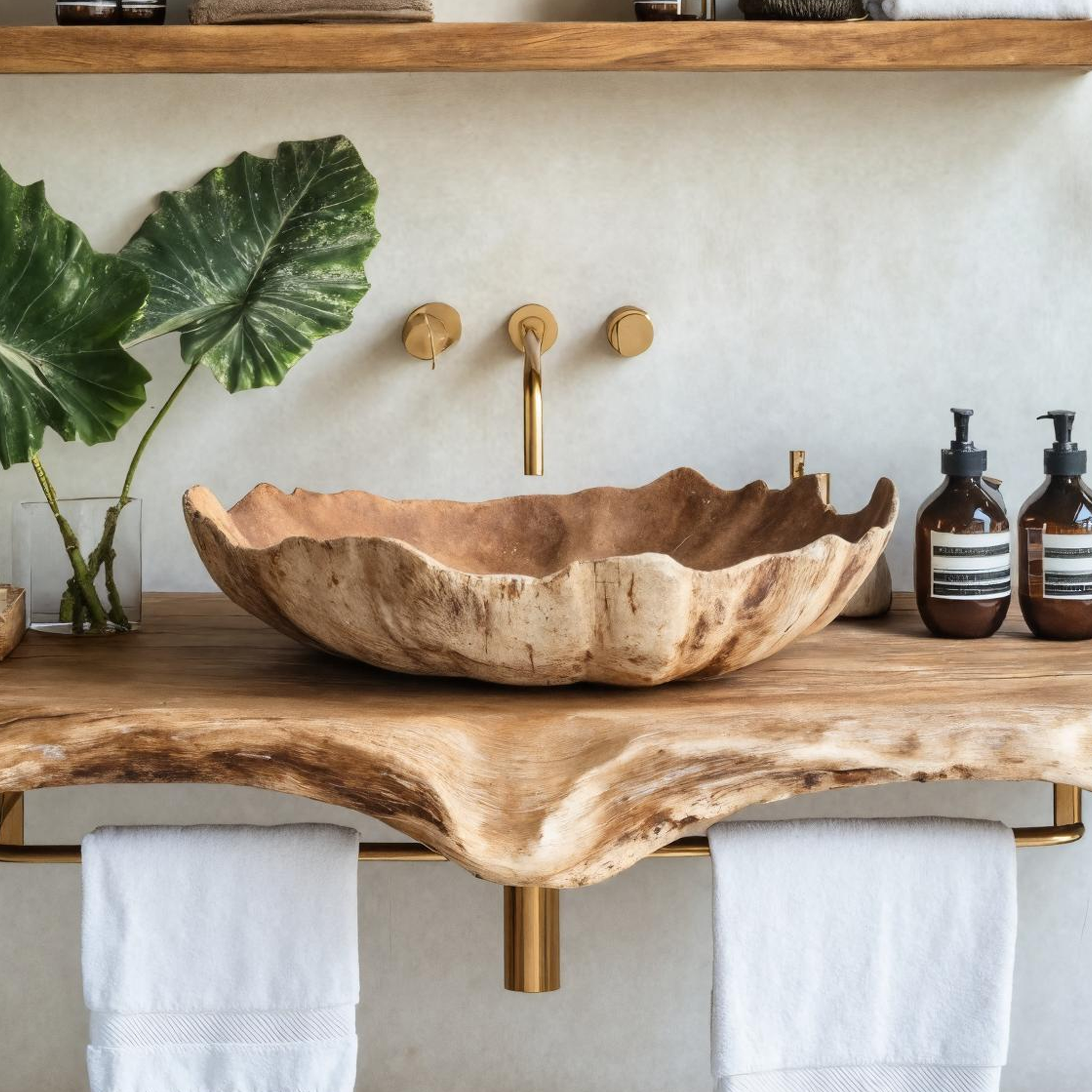 Farmhouse Wooden Vessel Sink For Bathroom Interior Design SILDTTRVS003