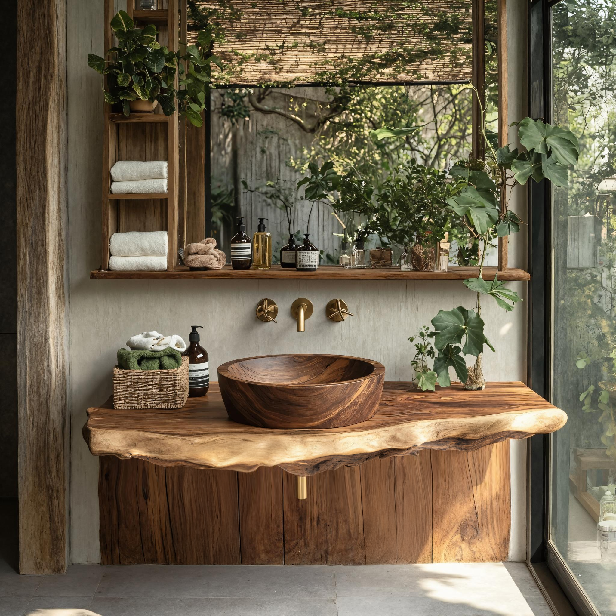 Wooden Vessel Sink Rustic Style For Bathroom Decor Ideas SILDTTRVS011