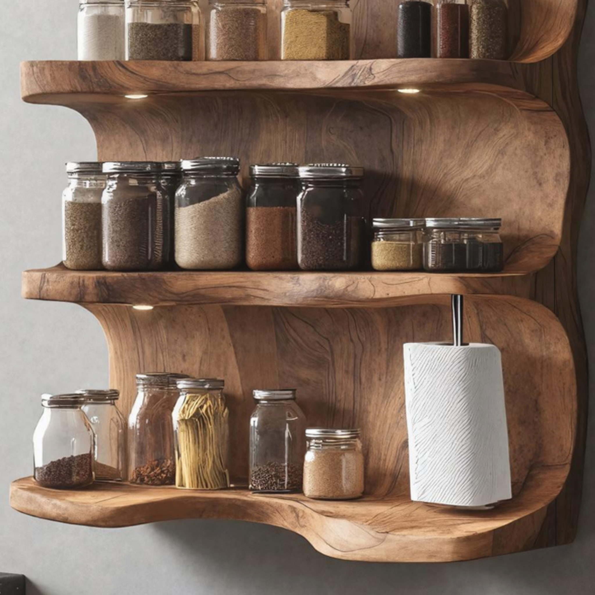 Rustic Wooden Spice Rack For Kitchen Countertop Decor SILDTTRSRS001