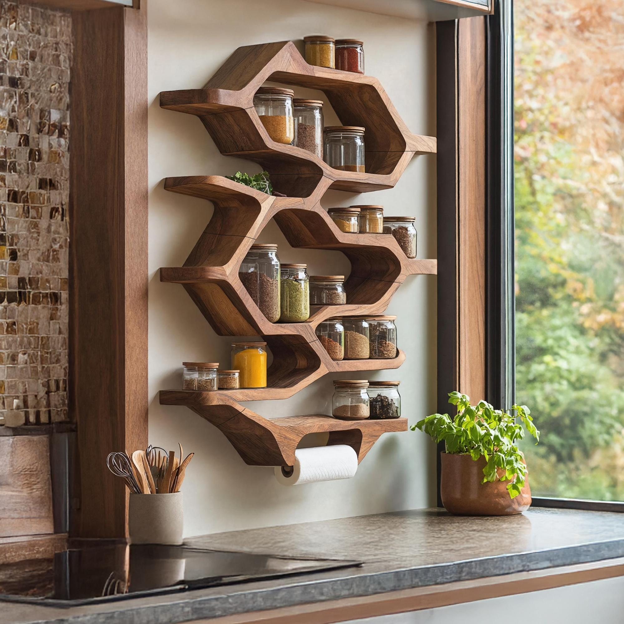 Handcrafted Wooden Rack For Kitchen Spice Organization SILDTTRSRS016