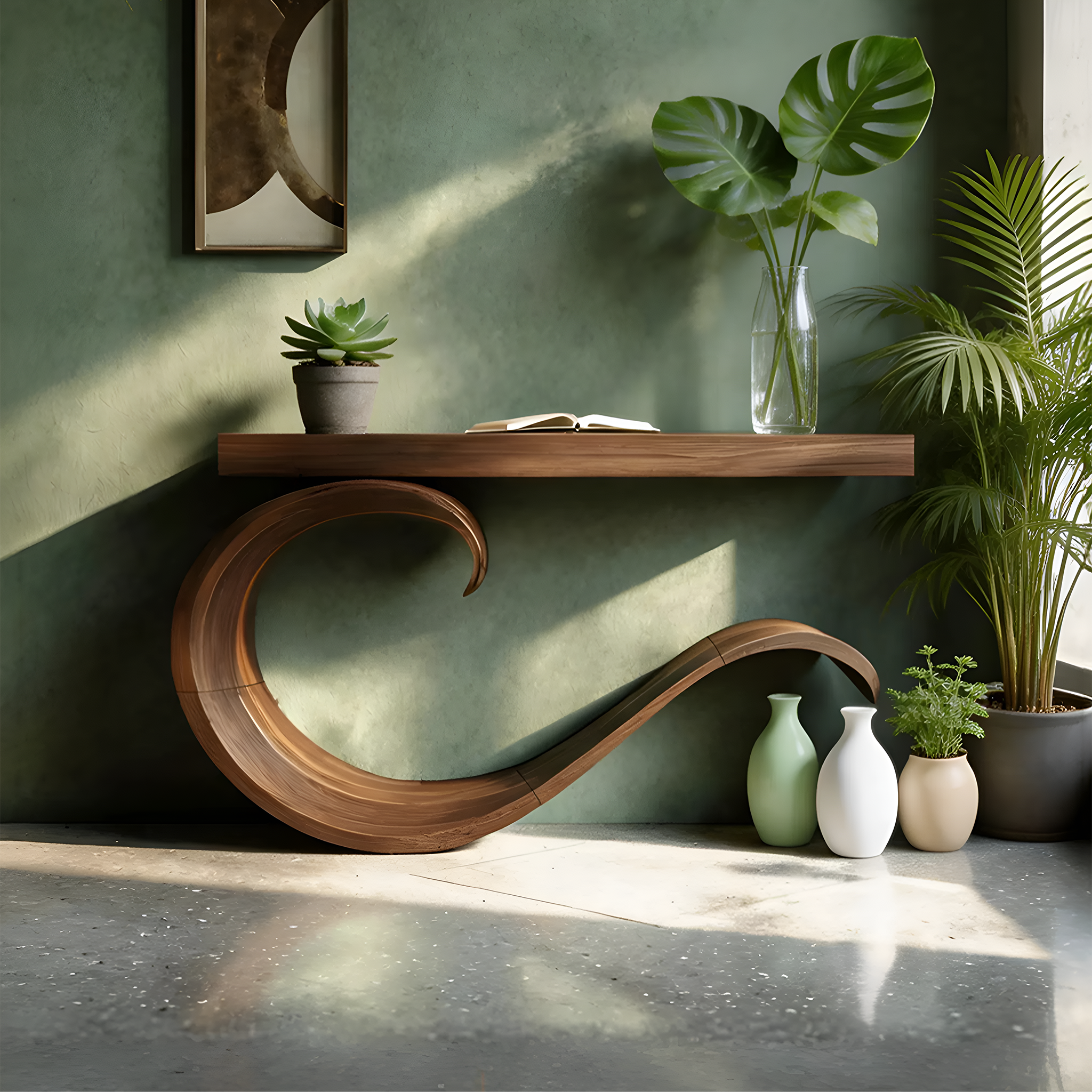 Handcrafted Sculptural Live Edge Console Table For Luxury Living Room SILDTTNCS087