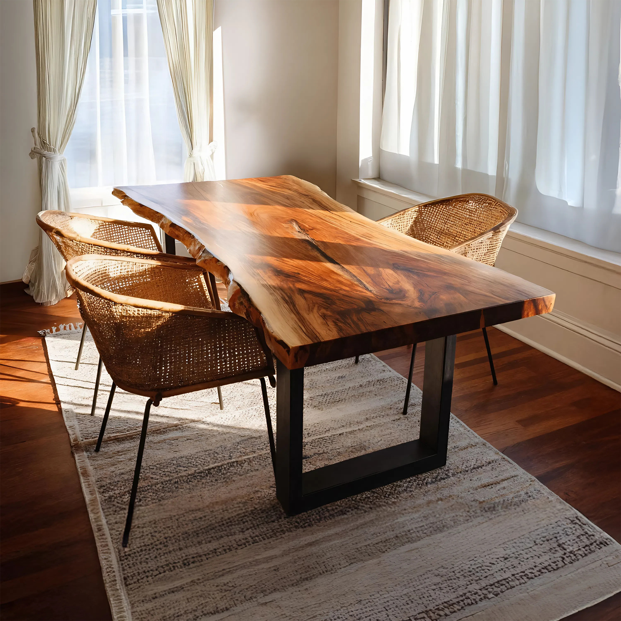 Kitchen Decor Farmhouse Live Edge Dining Table Rustic Look SILDTTRDN024