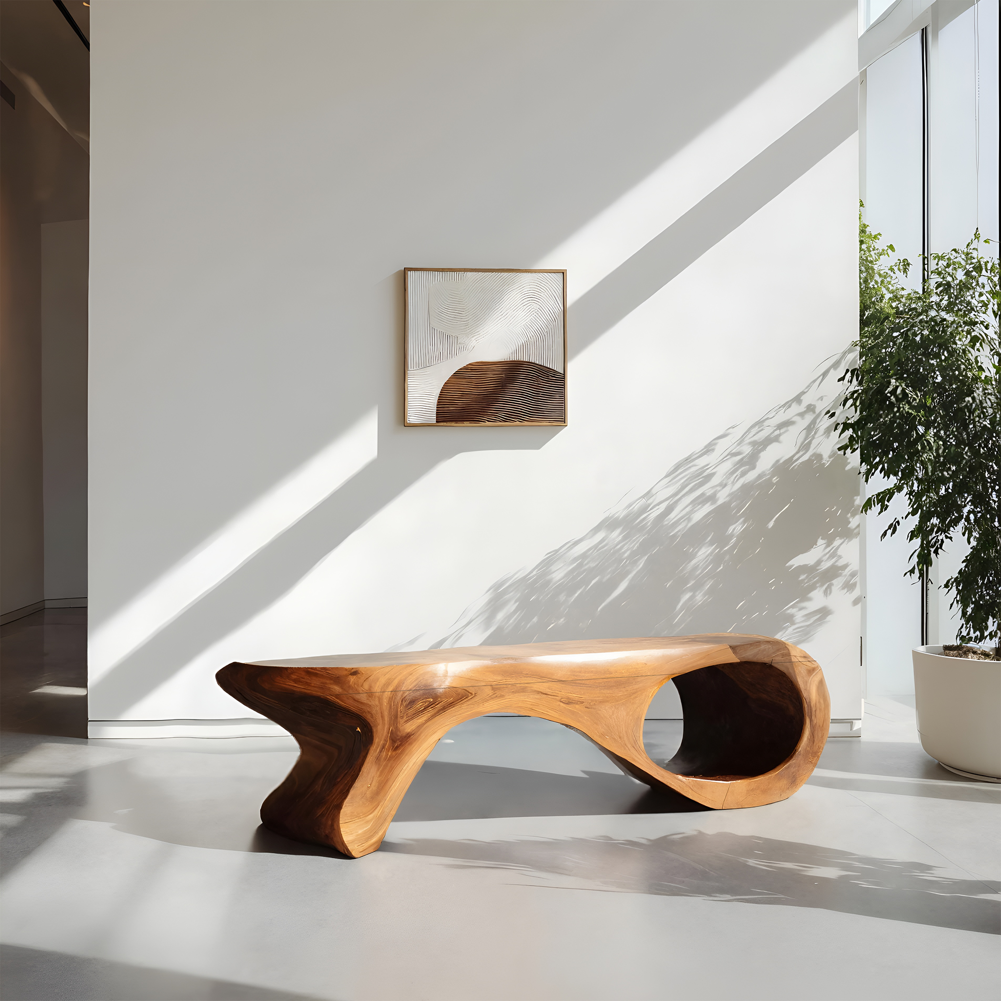 Artistic Sculptural Organic Bench For Entryway Decor SITHHNCHR060
