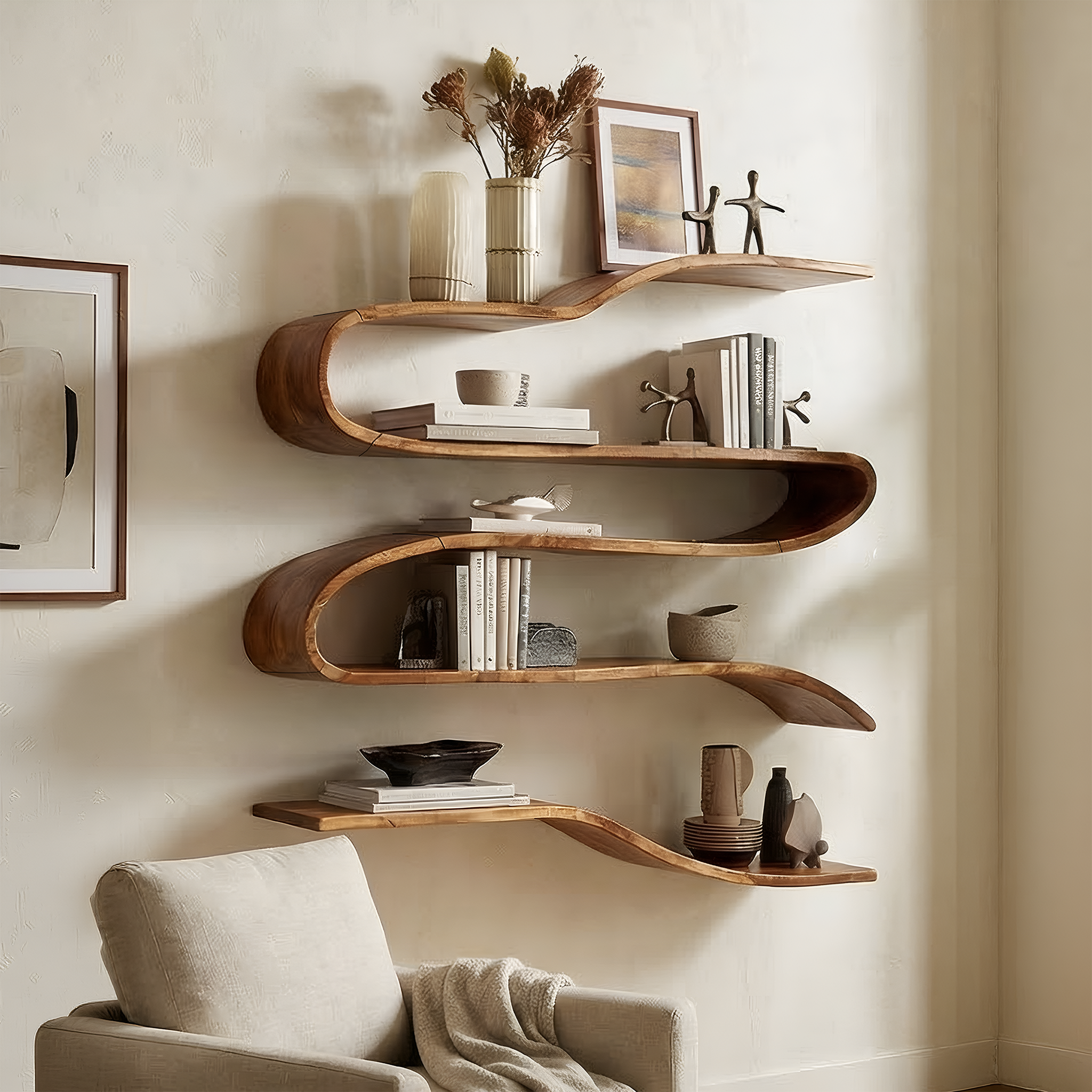 Industrial Natural Wood Kitchen Floating Shelf For Pantry Storage SILDTTRWMS016