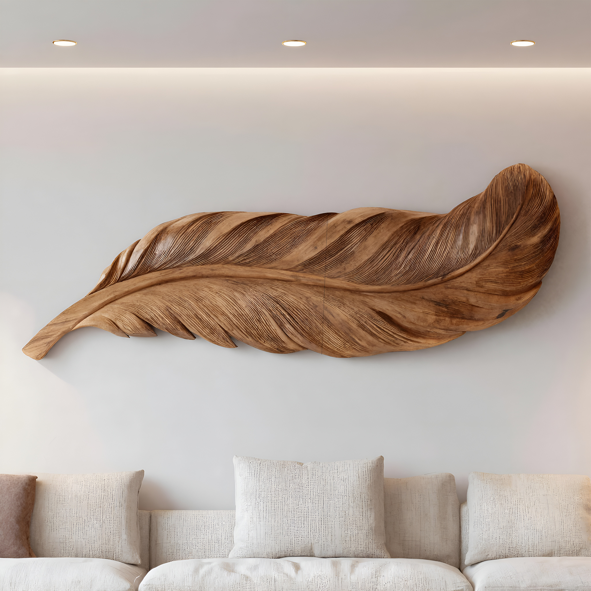 Organic Carved Feather Wall Art For Modern Living Room RTTHHNWA100