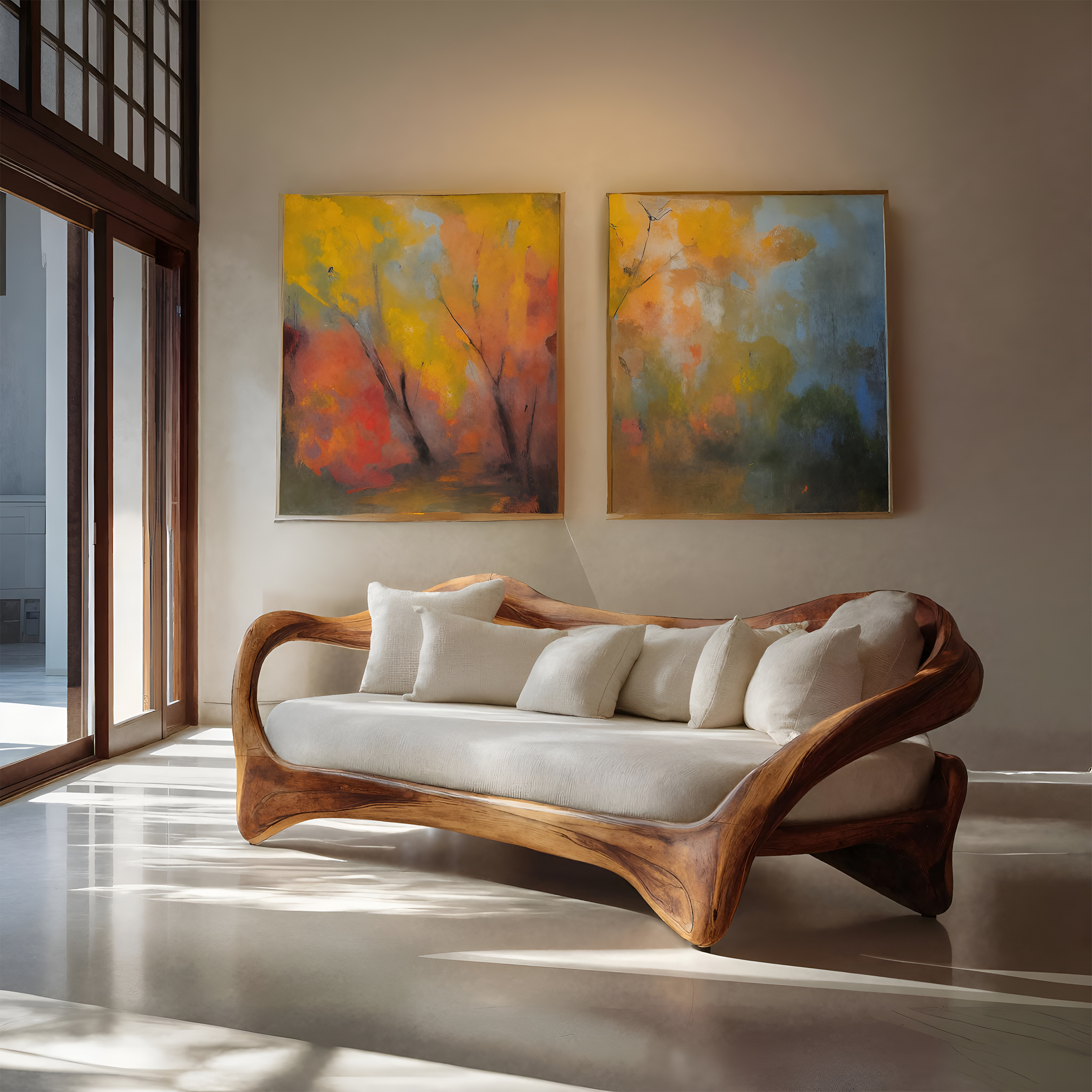 Organic Curved Sofa For Living Room Decor RTTHHNSFA006