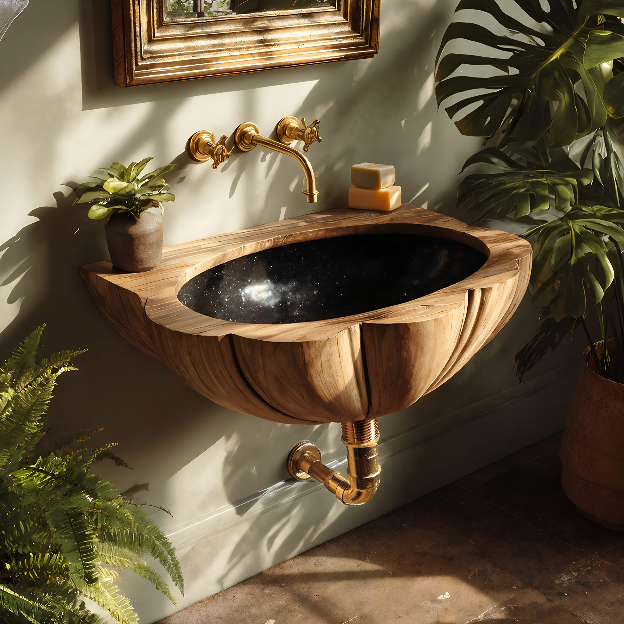 Mid Century Wall Mounted Wooden Bathroom Sink For Stylish Bathroom Decor SILDTTNVS069