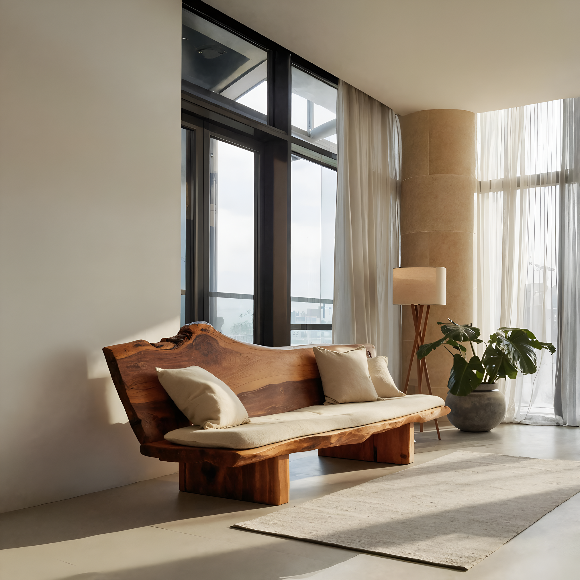 Organic Wood Sofa With Natural Edge Design For Home Decoration SITHTTSF026
