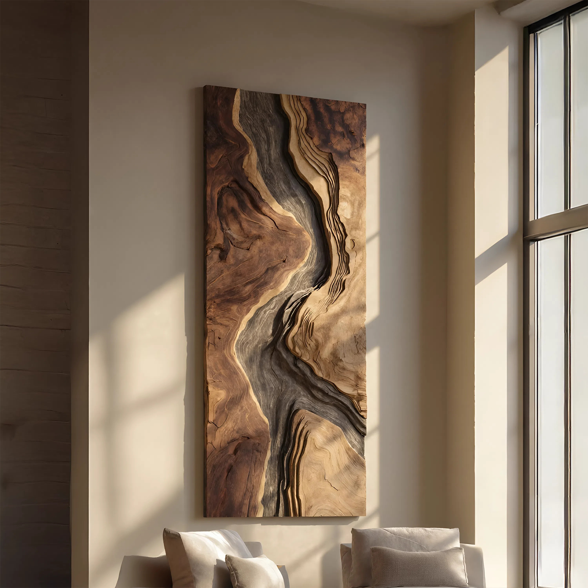 Handcrafted Wooden Wall Sculpture For Entryway Design SILDTTRWA043