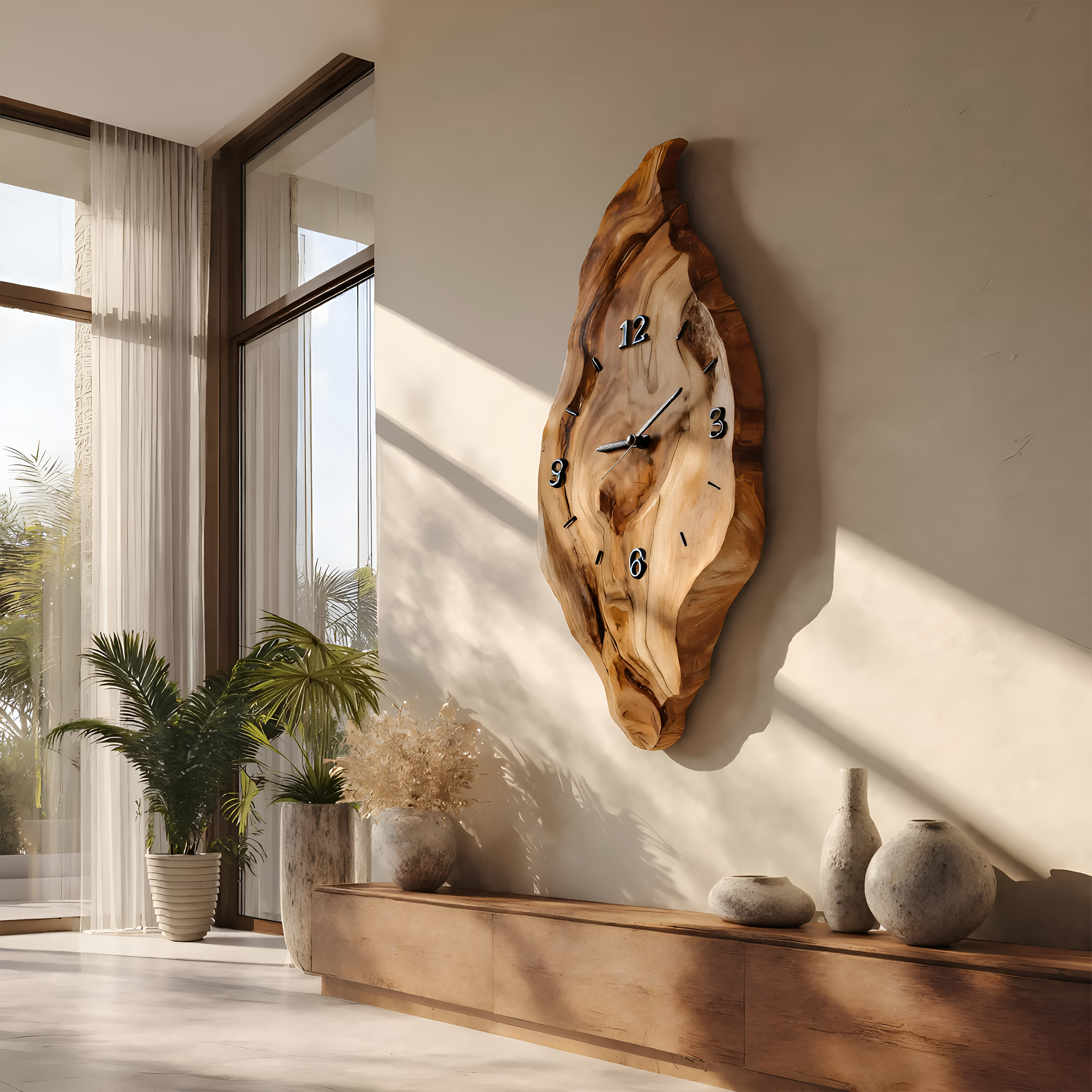 Rustic Wall Clock With Live Edge Design For Bedroom SITHTTWAC002