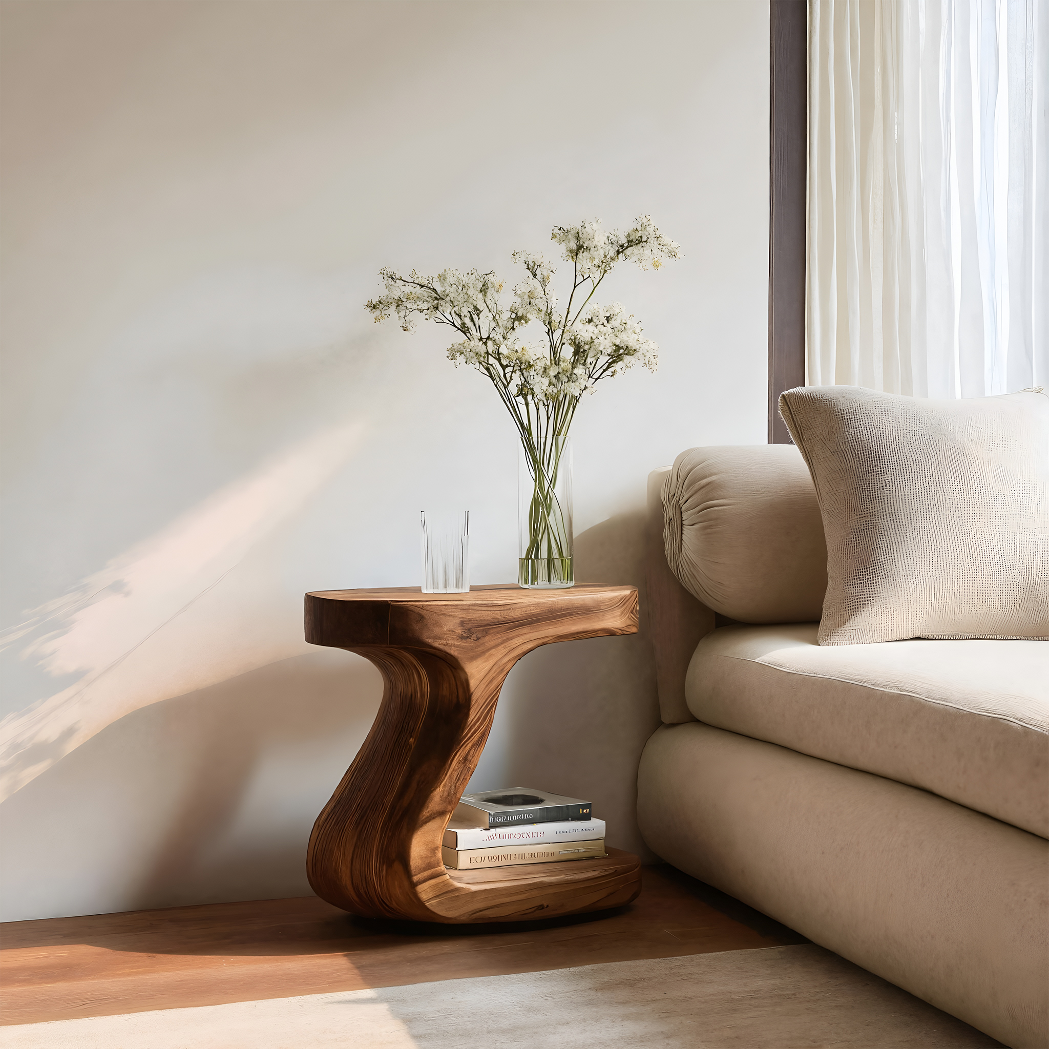 Minimalist Organic Shaped Nightstand For Bedroom RTTHHNNS001