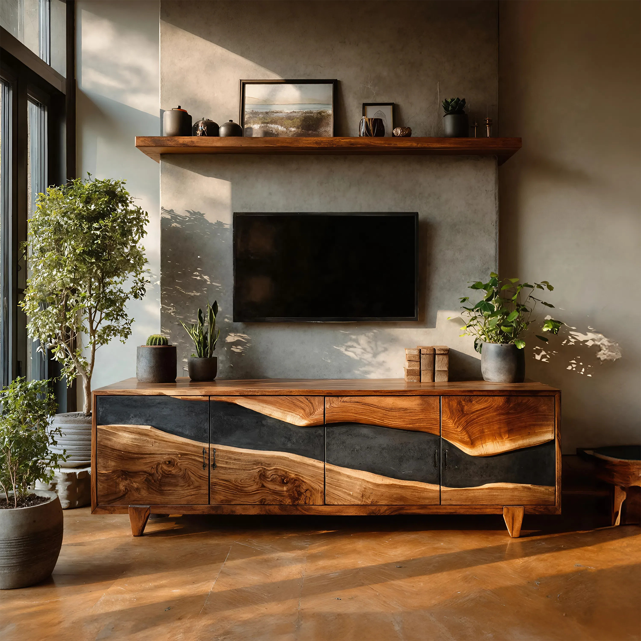 Farmhouse Solid Wood Media Console For Home Decor SILDTTNTVC095