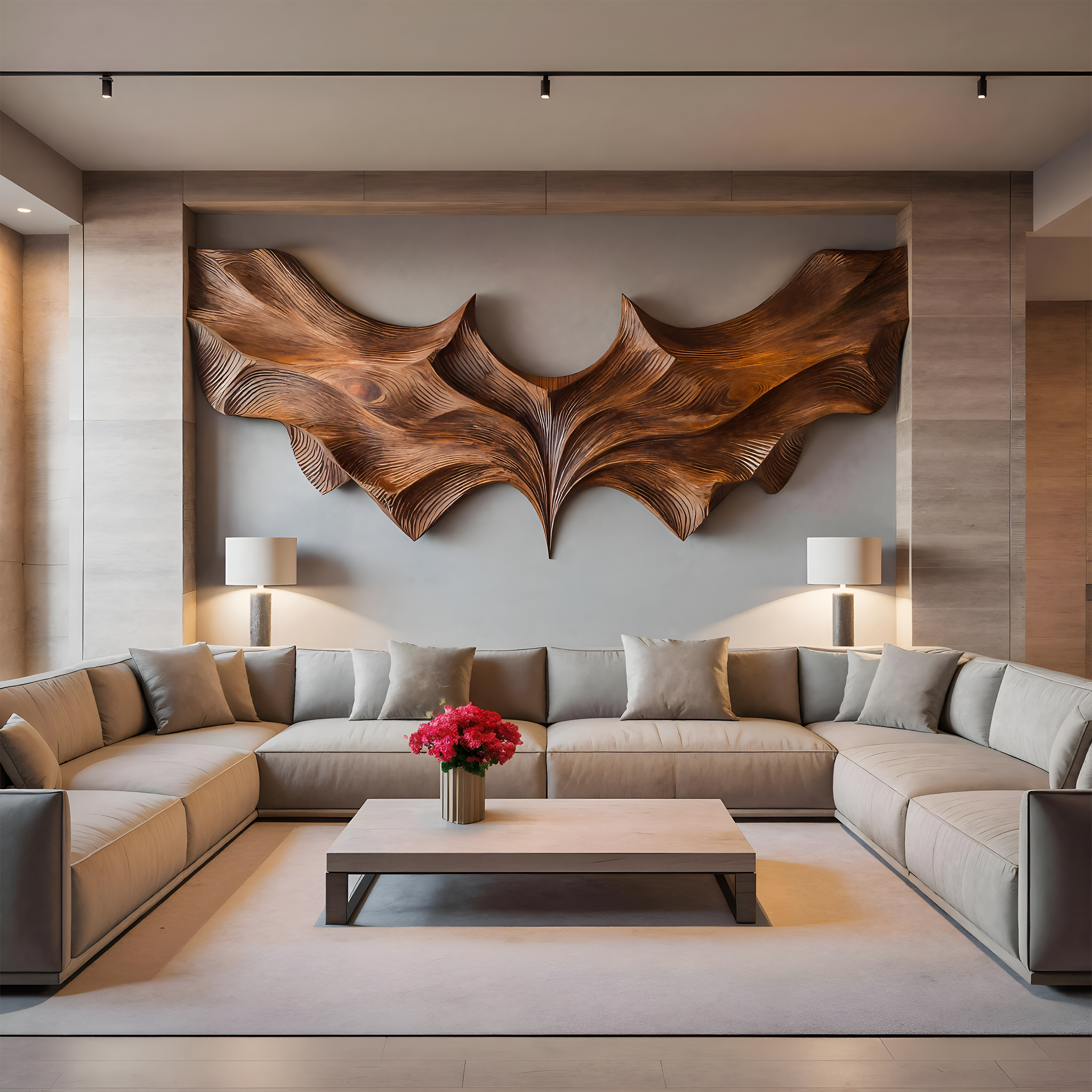 Contemporary Sculptural Wood Bat Wall Art For Living Room RTTHTTWA077