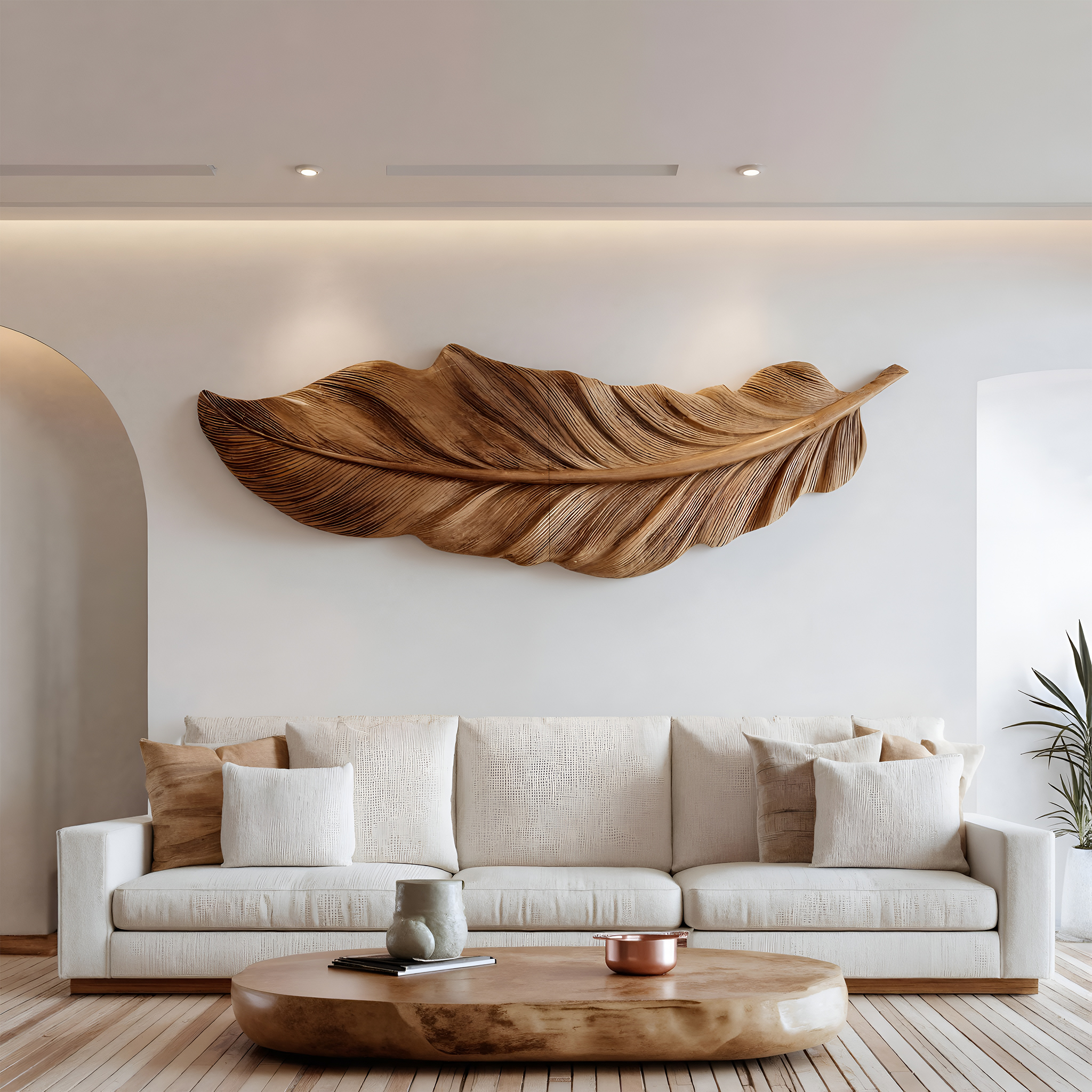 Hand Carved Feather Wall Art For Modern Home Decor RTTHHNWA096