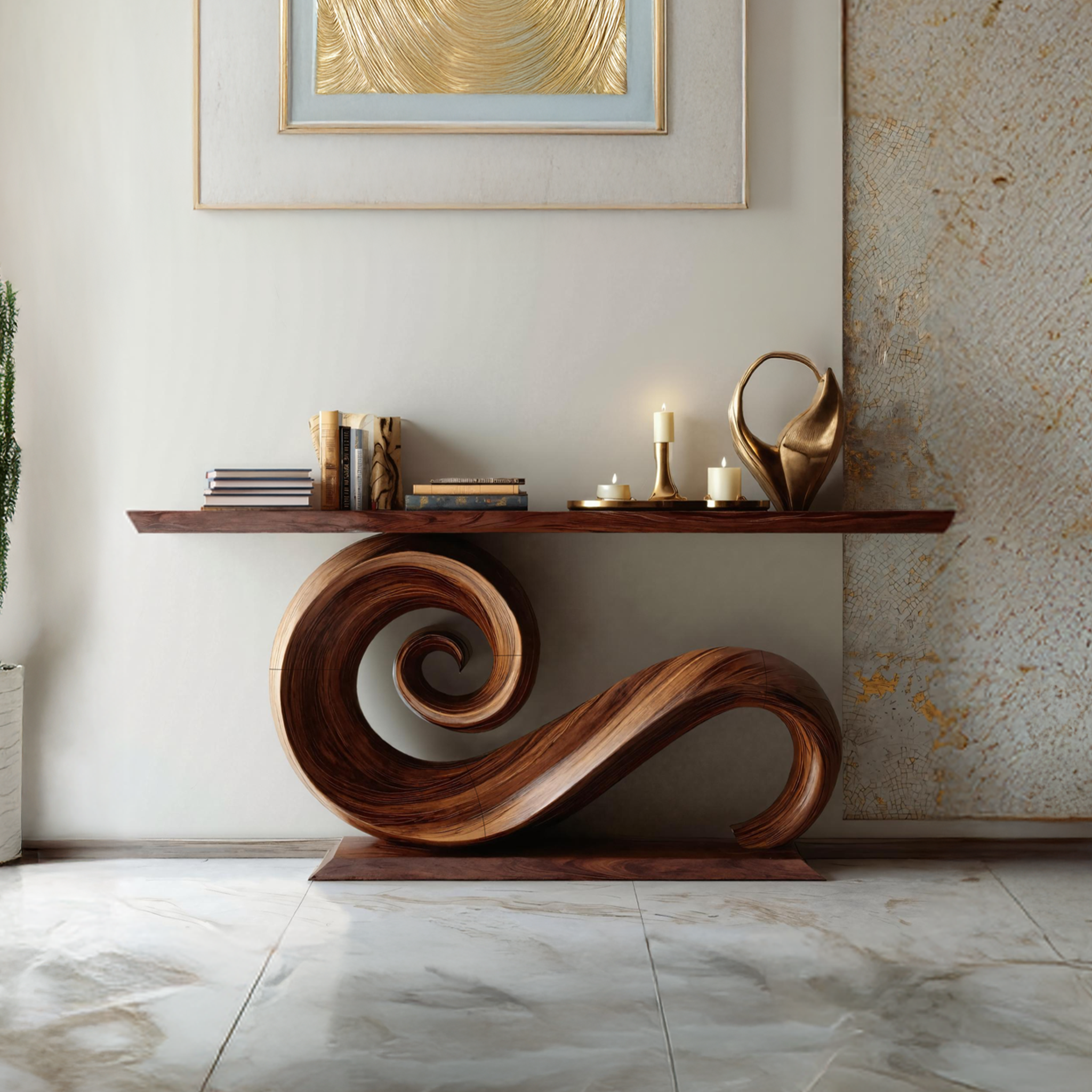Modern Solid Wood Console Table Organic Live Edge For Entryway Design SILDTTNCS088