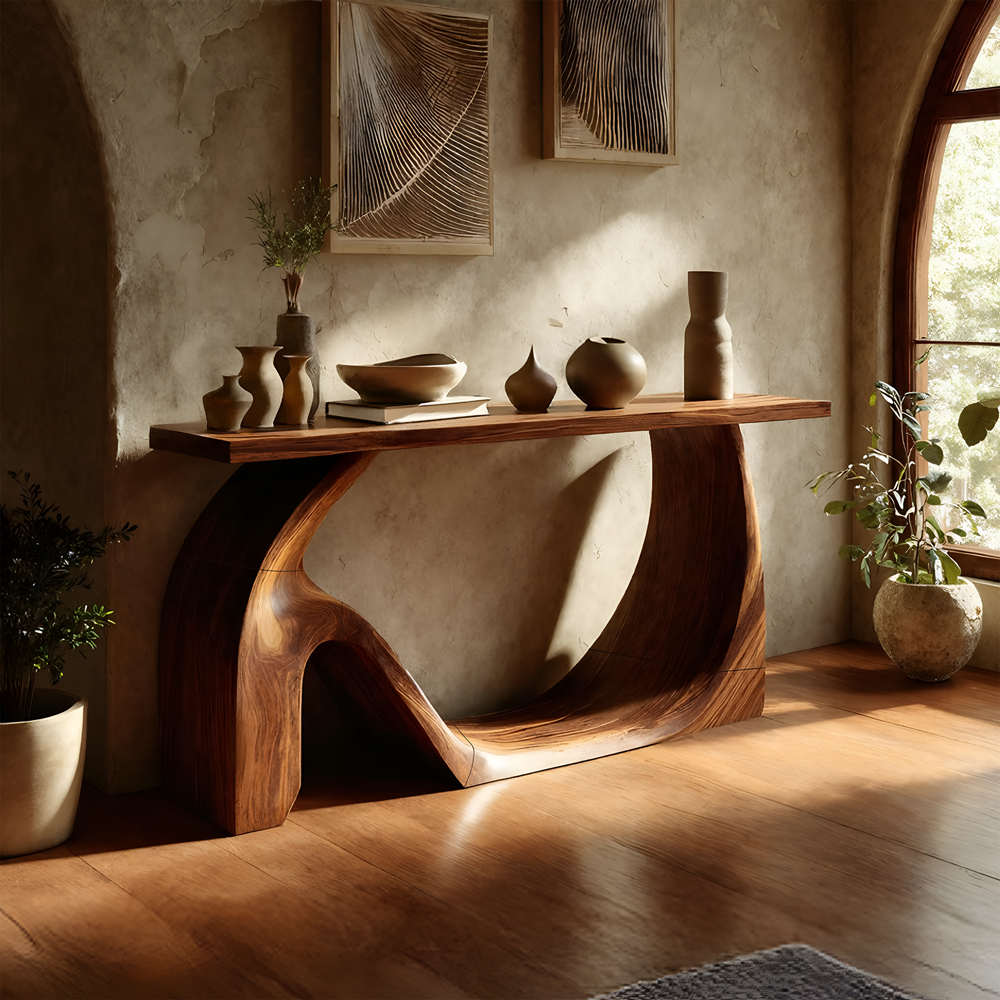 Modern Live Edge Console Table Artistic Solid Wood For Entryway Decor SILDTTNCS091
