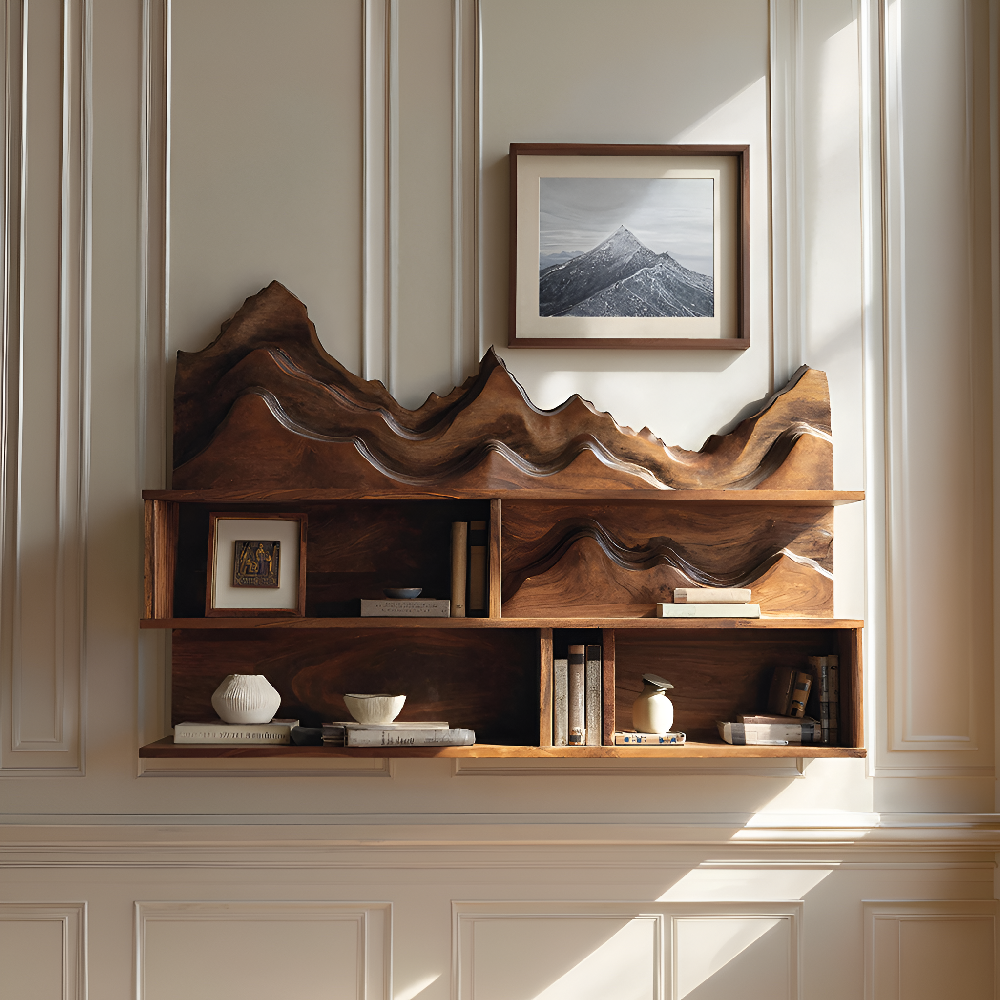 Minimalist Wooden Wall Mounted Bookshelf For Office Storage SILDTTRWMS010