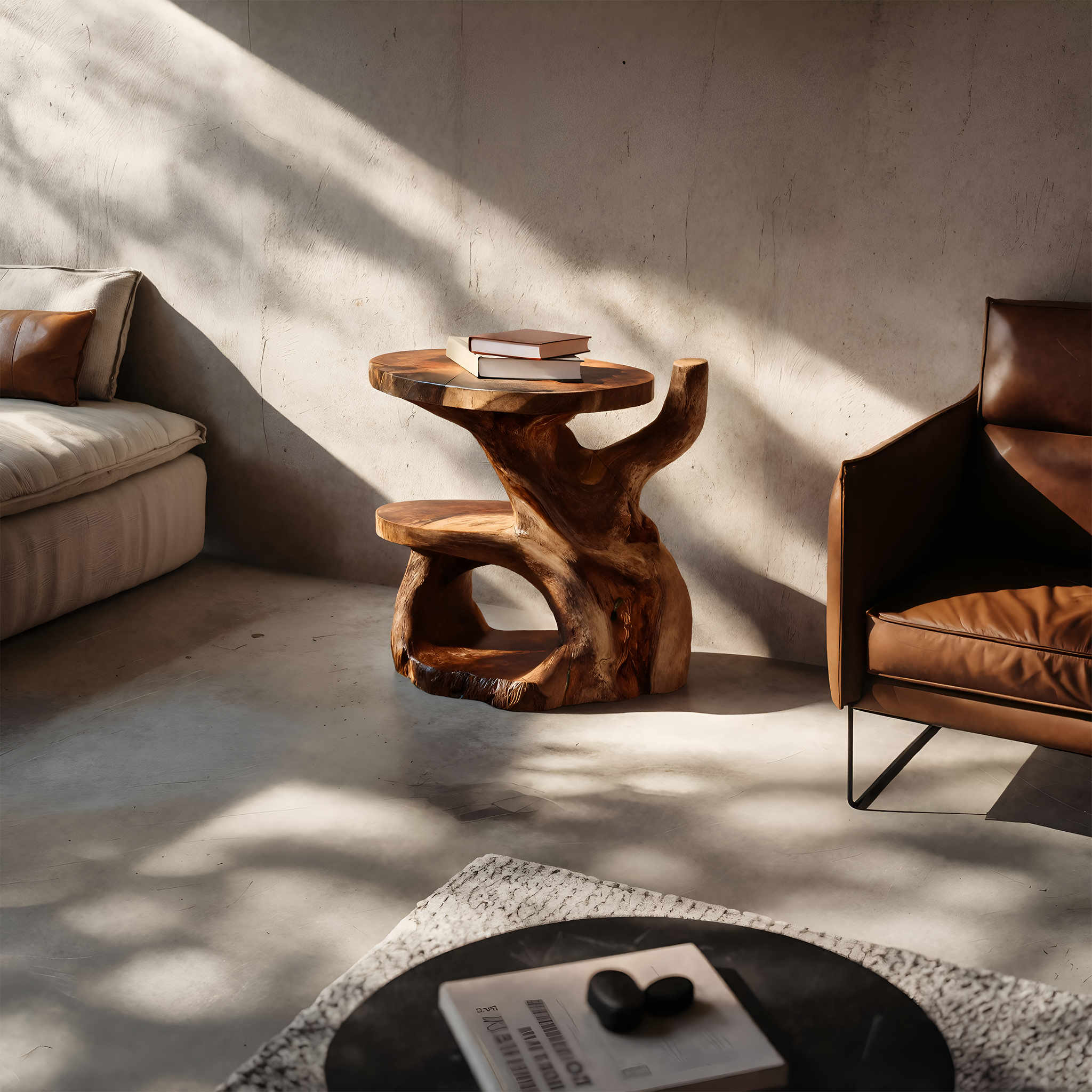 Elegant Side Table With Shelf Layered For Living Room RTTHTTSTA026
