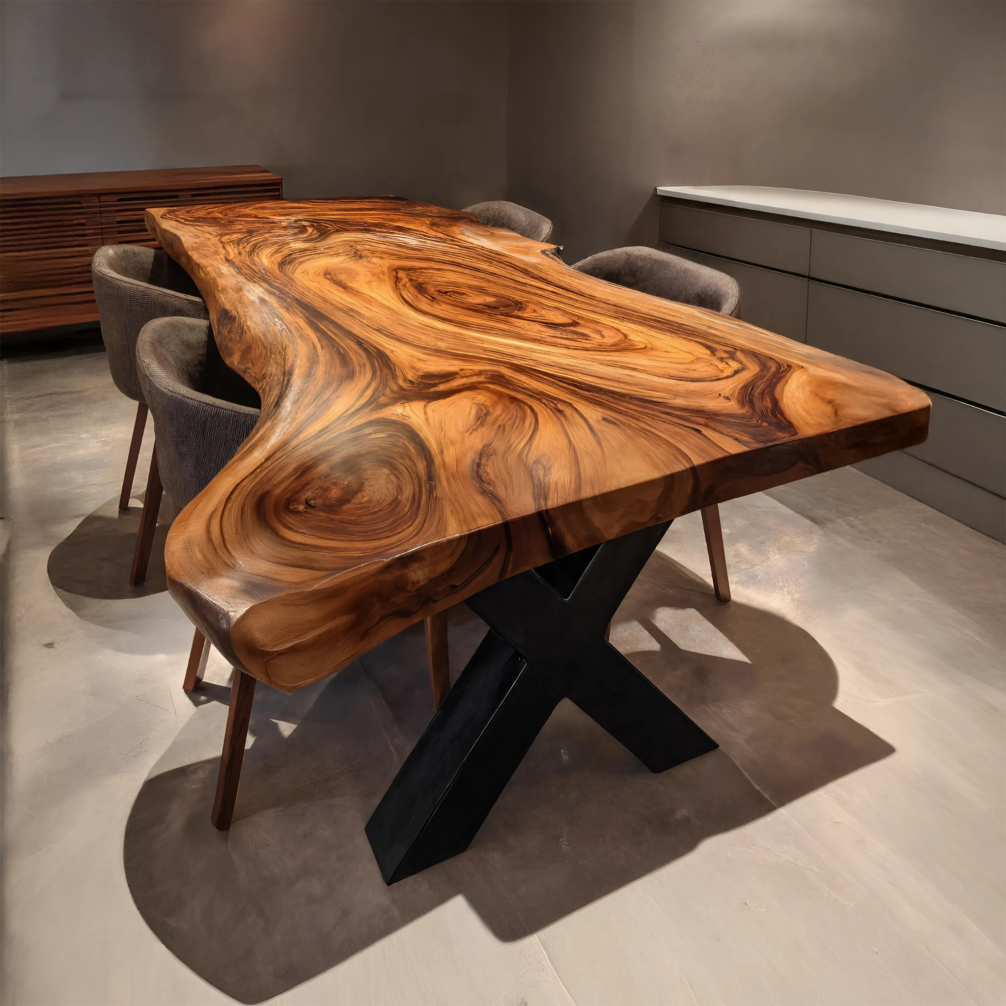 Dining Room Farmhouse Live Edge Dining Table Rustic Wood SILDTTRDN022