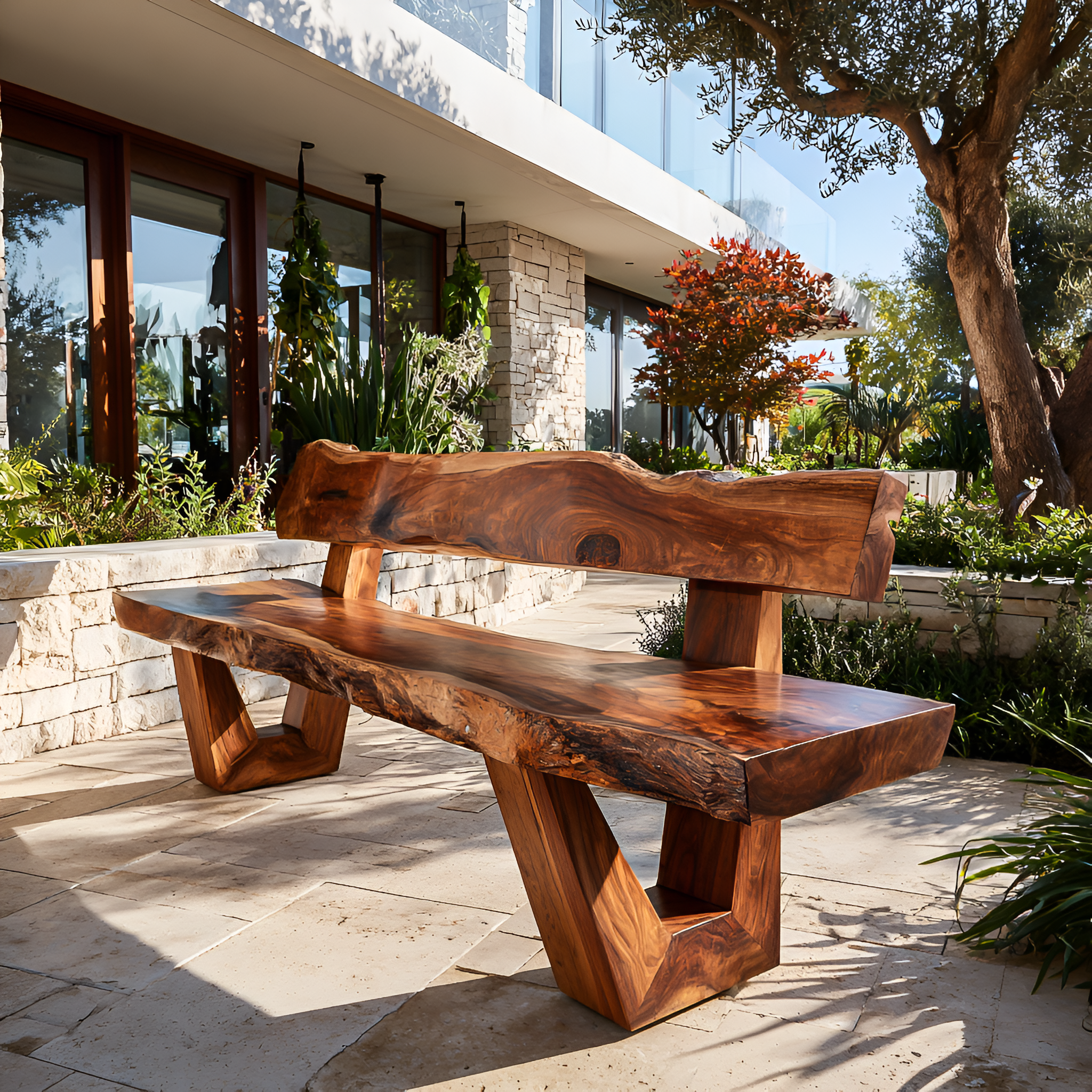 Modern Outdoor Wood Bench For Exterior Seating RTTHTTGDB029