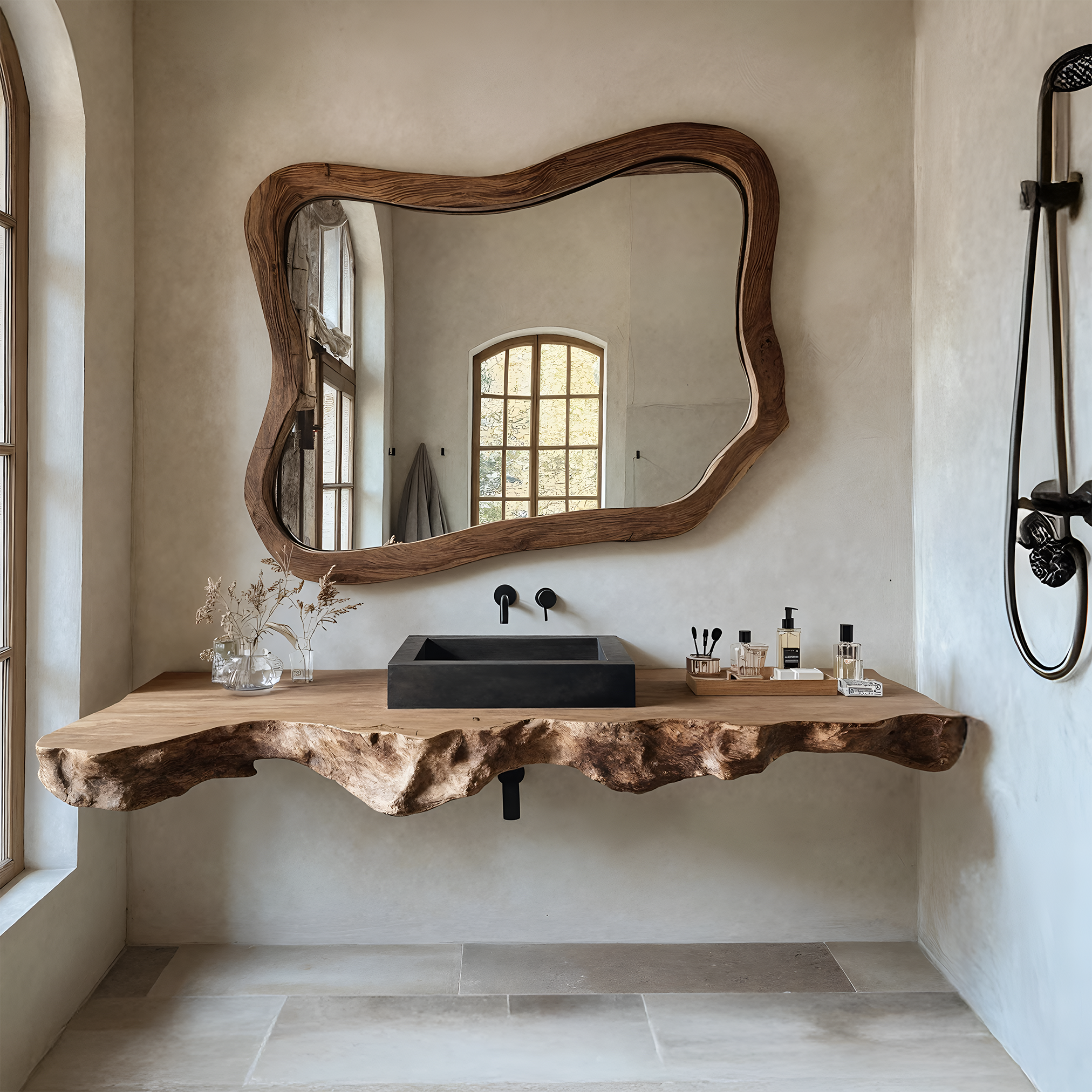 Live Edge Solid Wood Vanity For Rustic Bathroom SILDTTRBAS024