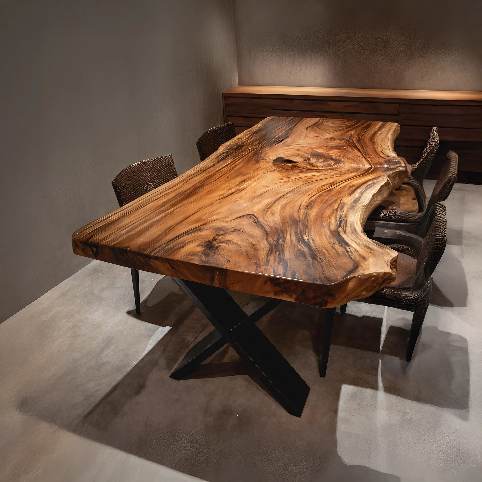 Dining Room Modern Live Edge Dining Table Natural Grain SILDTTRDN021