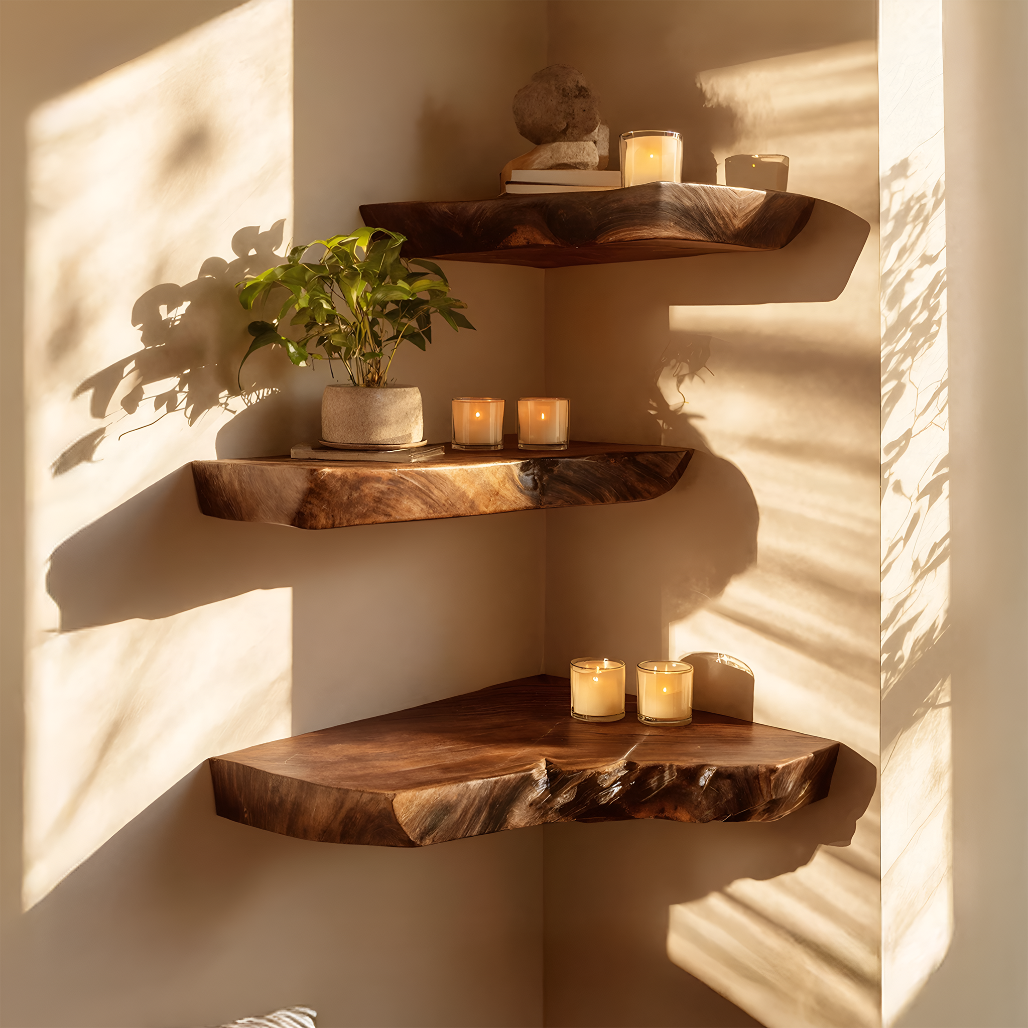 Farmhouse Solid Wood Corner Shelf For Bedroom Decor And Entryway Design SILDTTNCN002