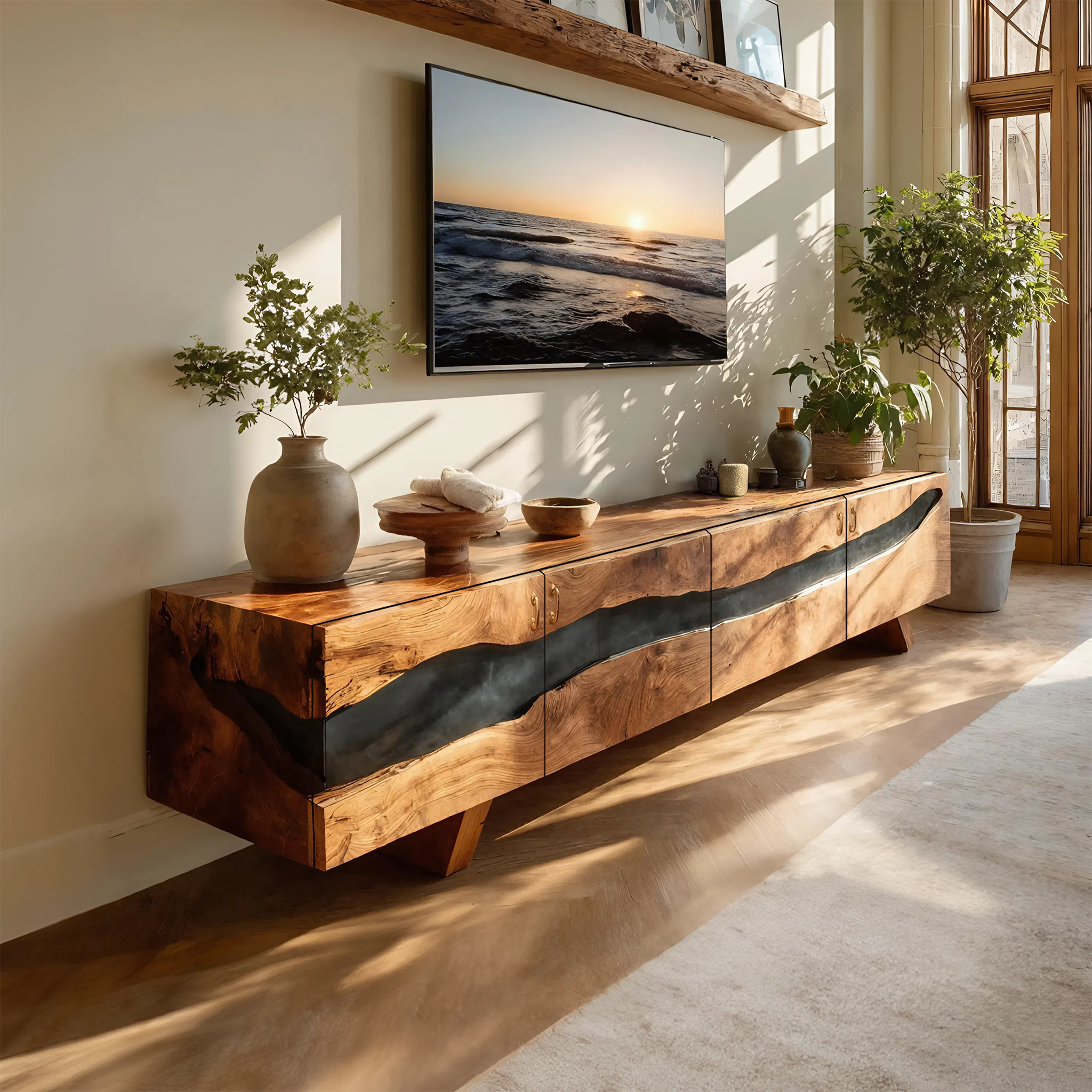 Mid Century Solid Wood Entertainment Stand For Decor SILDTTNTVC102