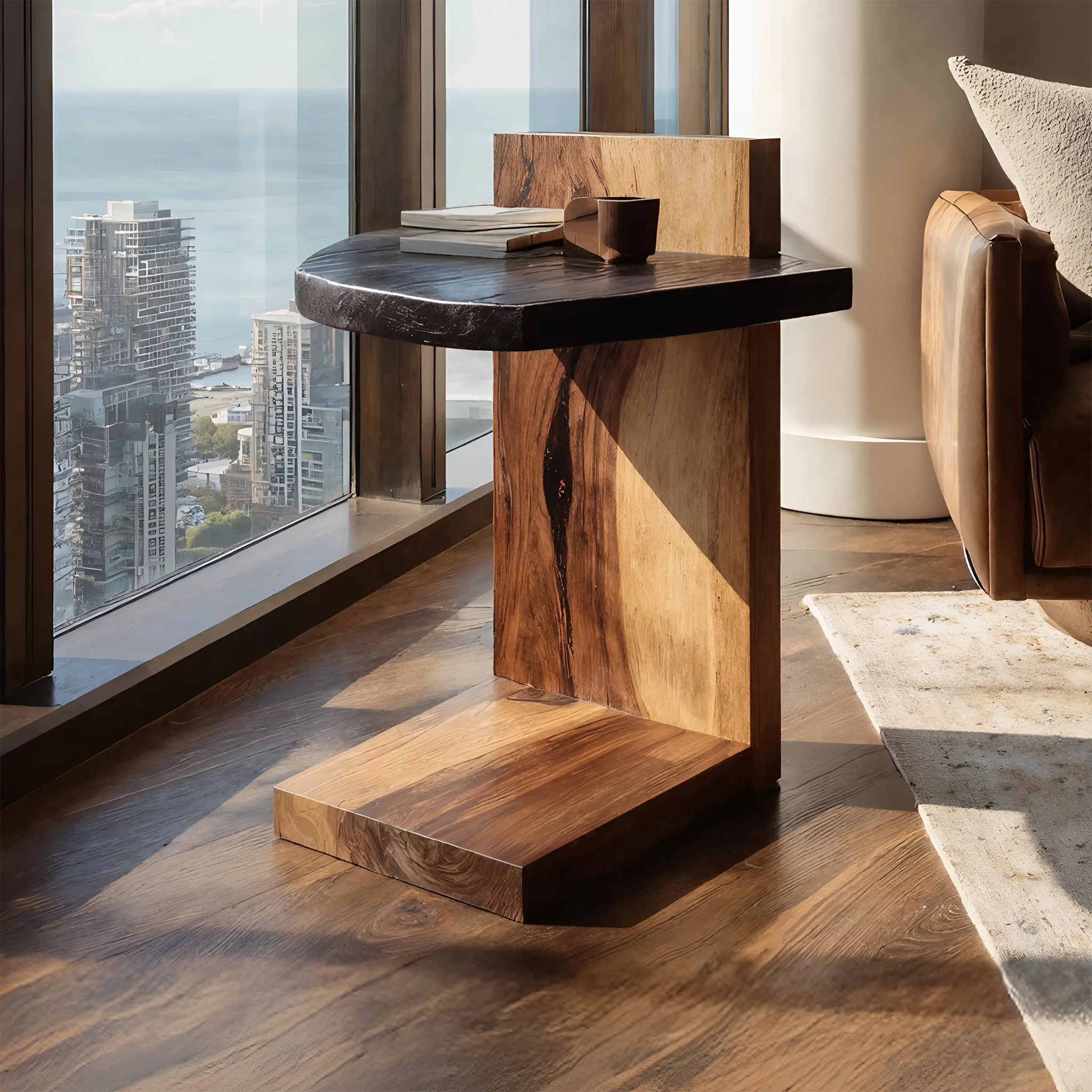 Handcrafted Wooden Side Table For Premium Furniture Look SILDTTNSTA021
