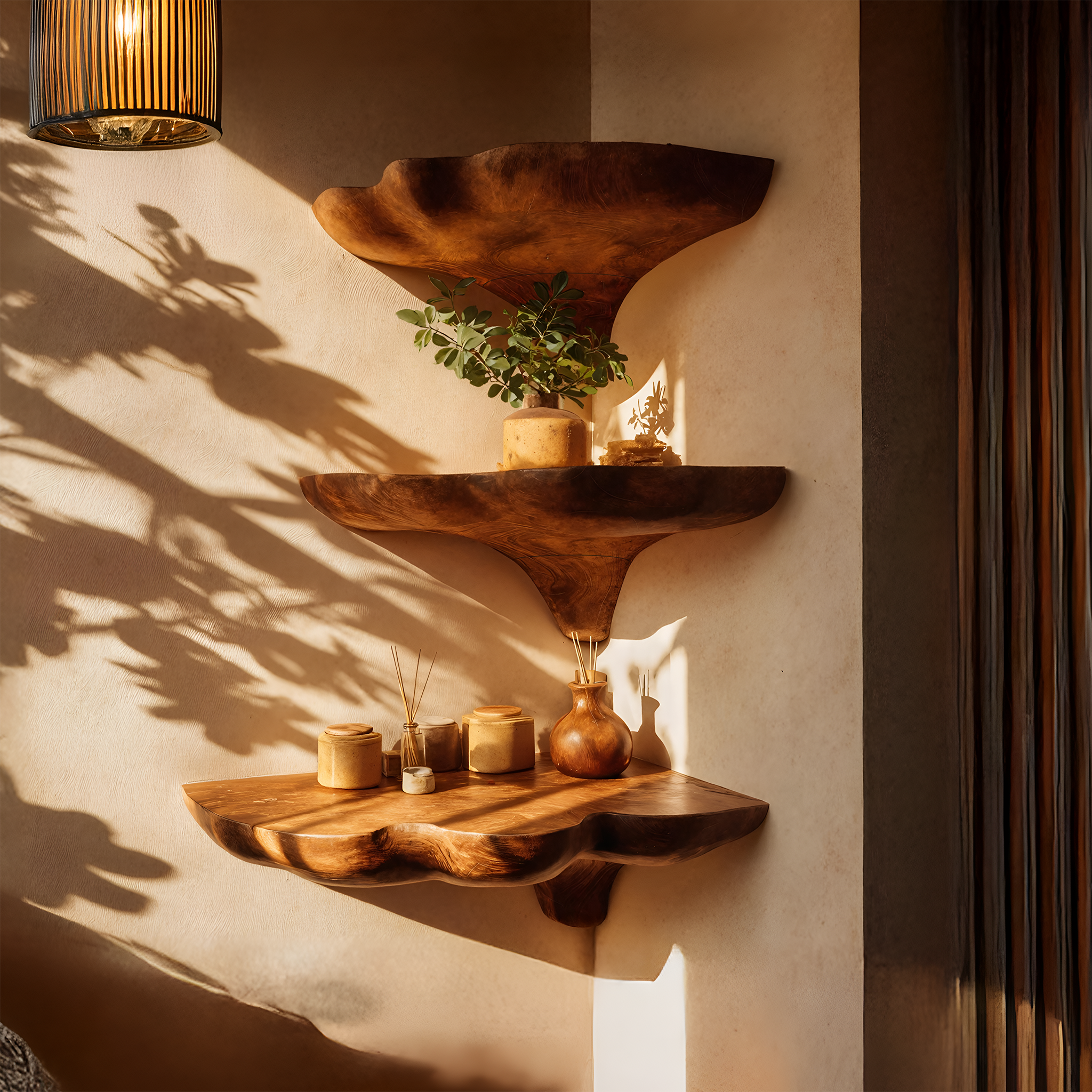 Handcrafted Wooden Mushroom Shelf For Entryway And Furniture Decor SILDTTNCMS020