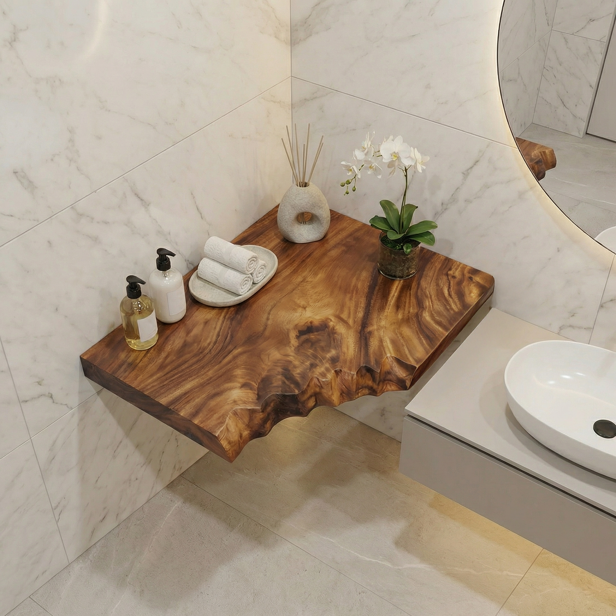 Natural Corner Shelf For Living Room SINLSACN023