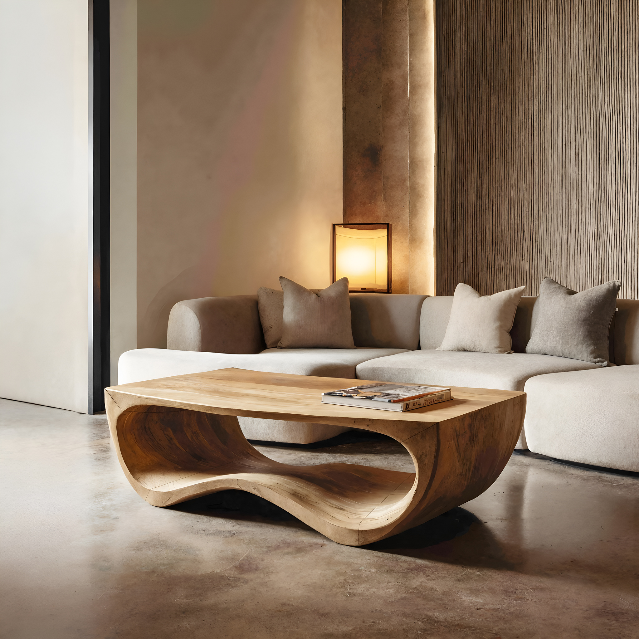 Artistic Sculptural Curved Coffee Table For Living Room RTTHHNCF052