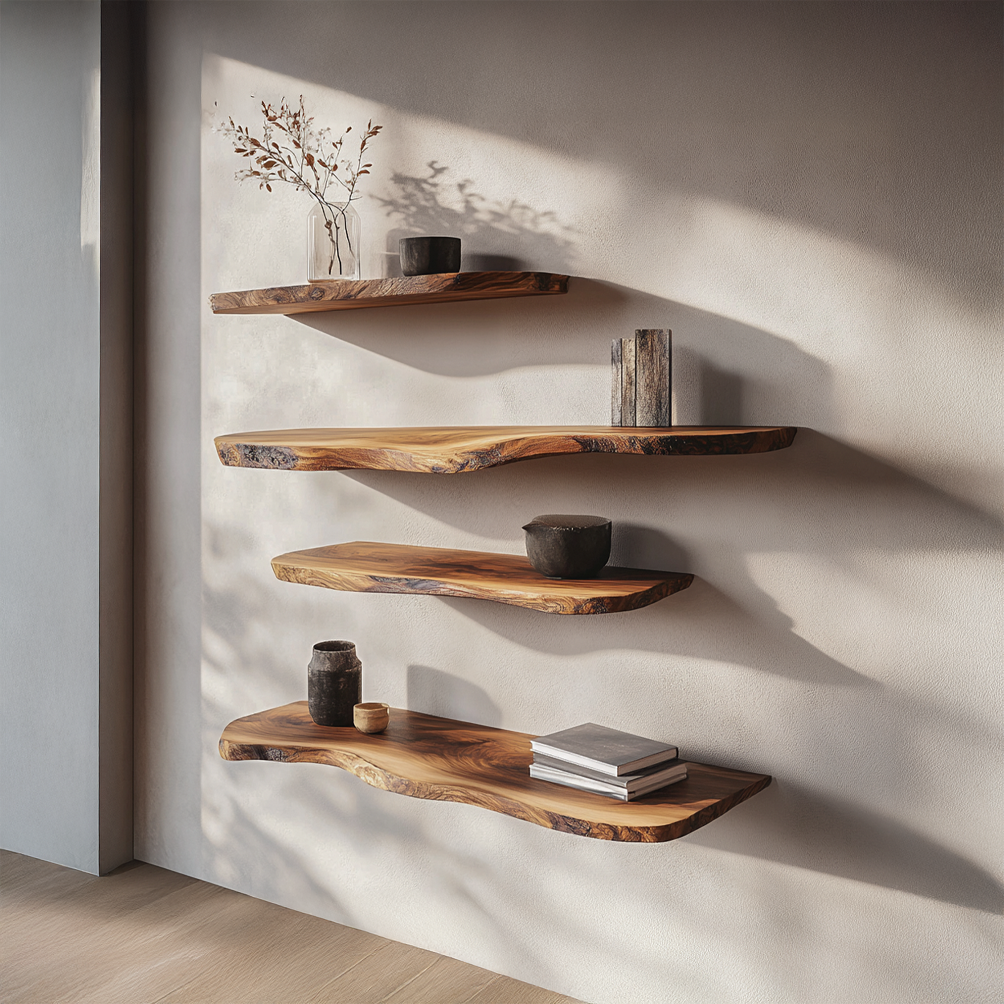 Rustic Organic Wall Shelf For Living Room And Bedroom SINLSAFL452