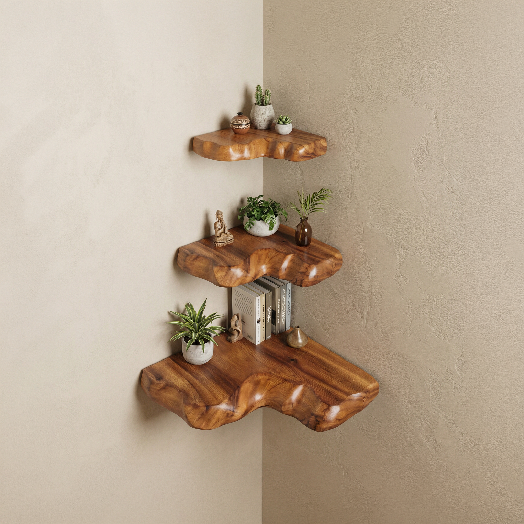 Rustic Corner Floating Shelf For Living Room And Wall Decor SINLSACN016