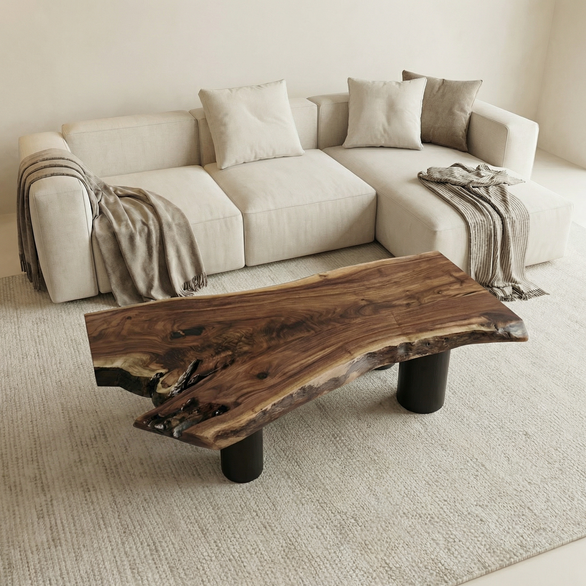 Organic Rustic Wood Coffee Table For Living Room SINLSACF350