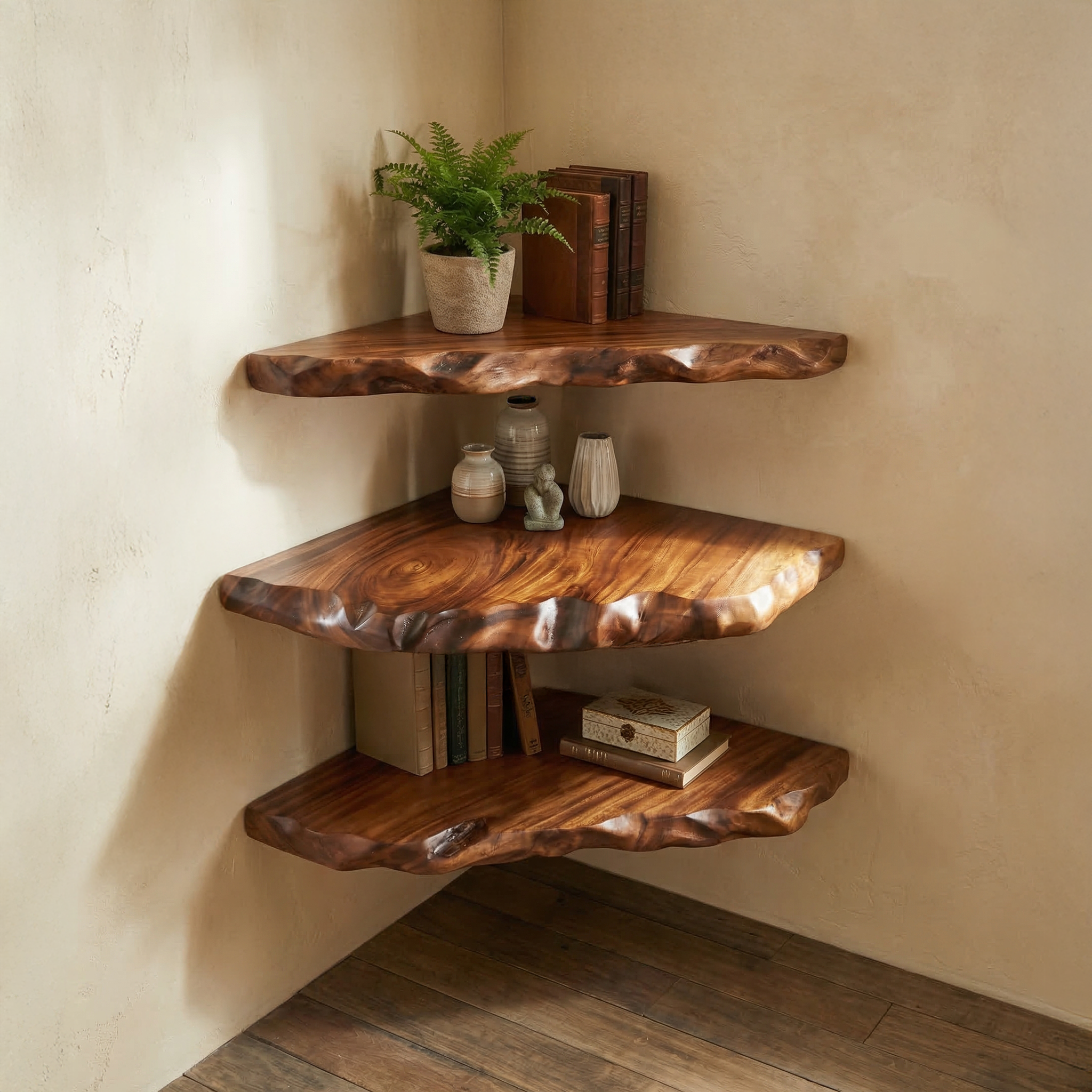 Rustic Floating Corner Shelf For Living Room And Interior Decor SINLSACN022