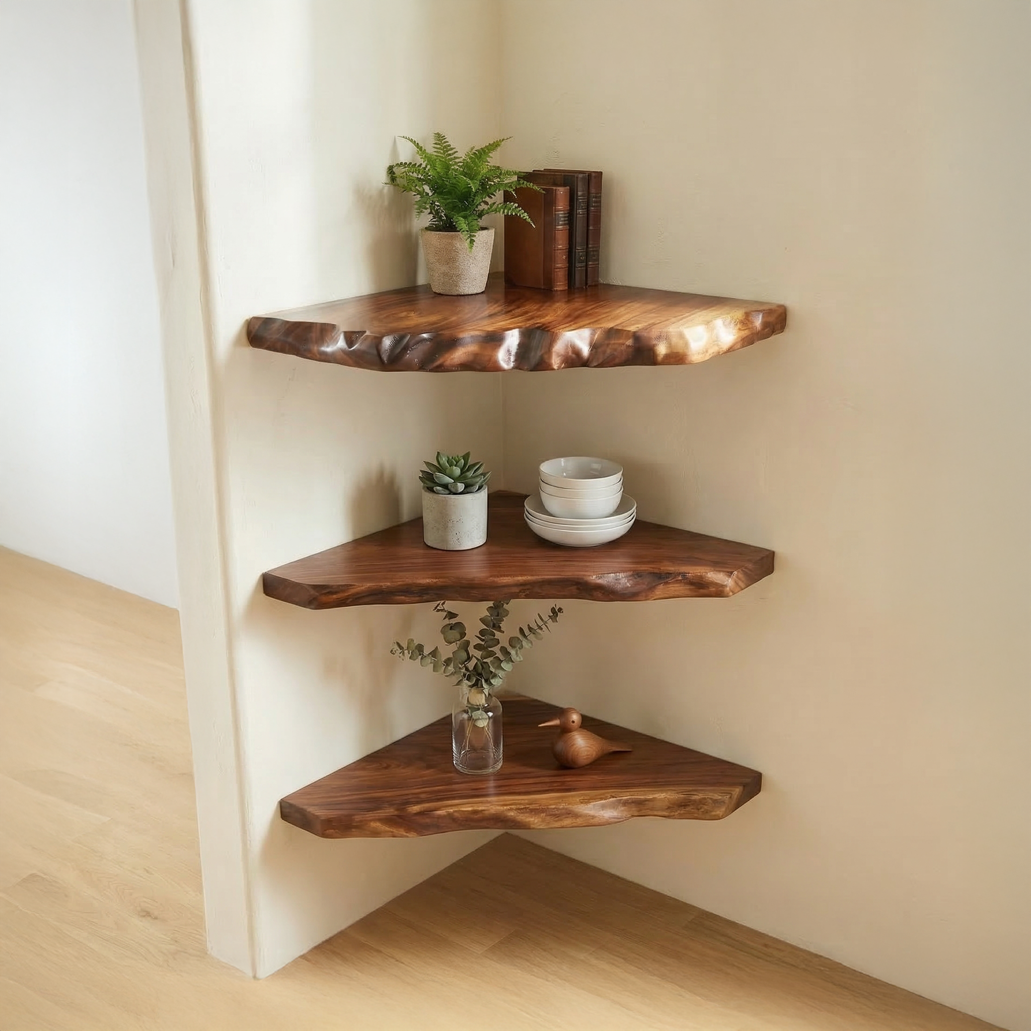Rustic Wall Mounted Corner Shelf For Living Room And Home Decor SINLSACN021