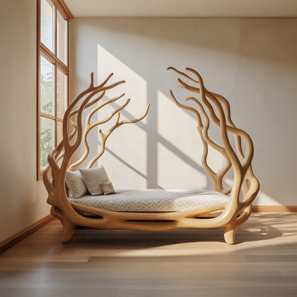 Rustic Tree Branch Bed Organic Bedroom Artistic Design SINLSAWB068