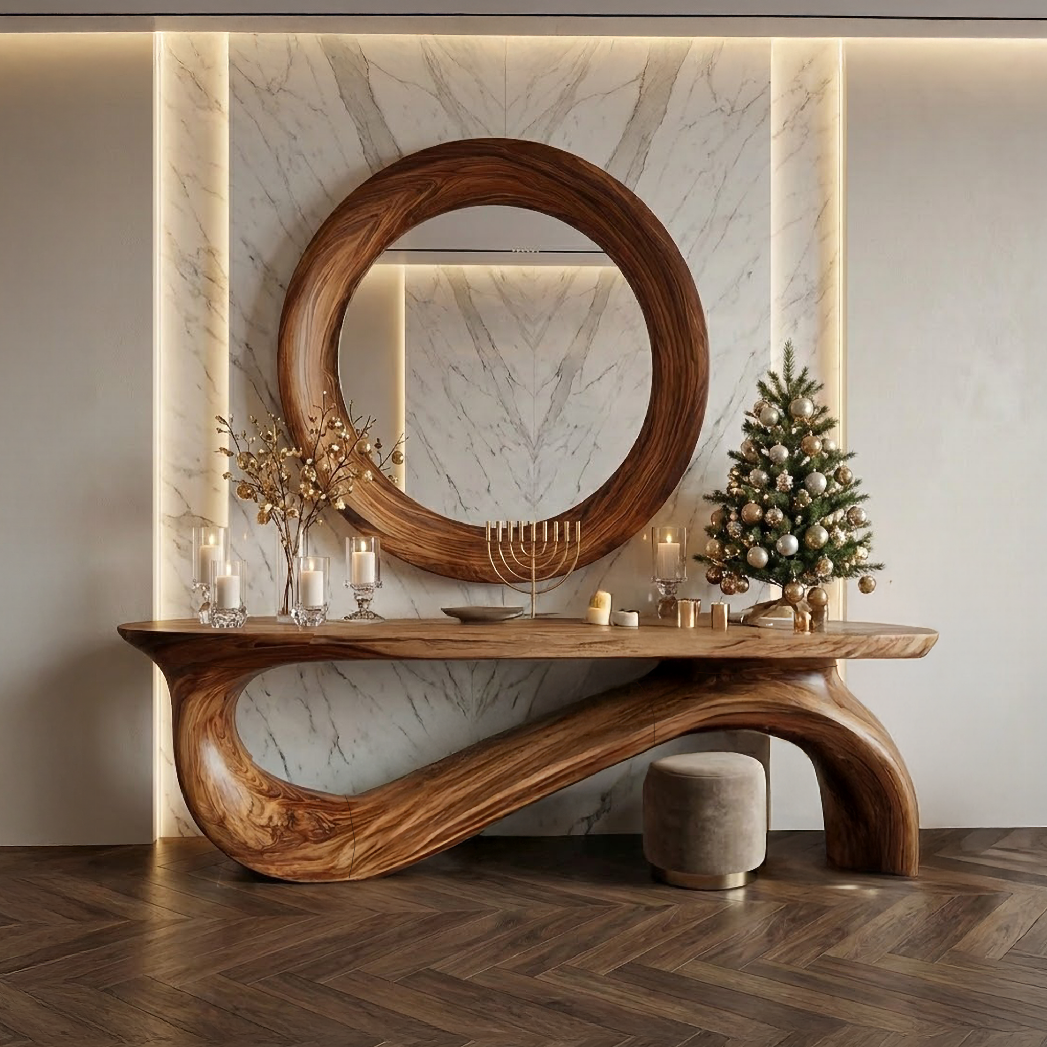 Modern Sculptural Console Table For Living Room And Entryway SINLSACS484