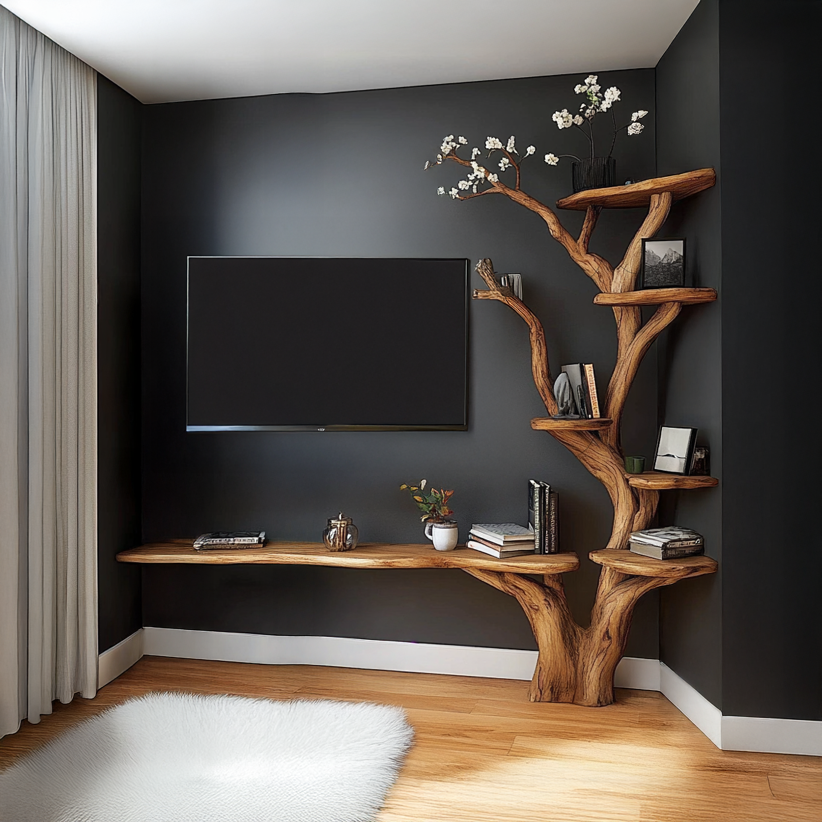Modern Sculptural Tree Wall Mounted Desk For Living Room SINLSATB632