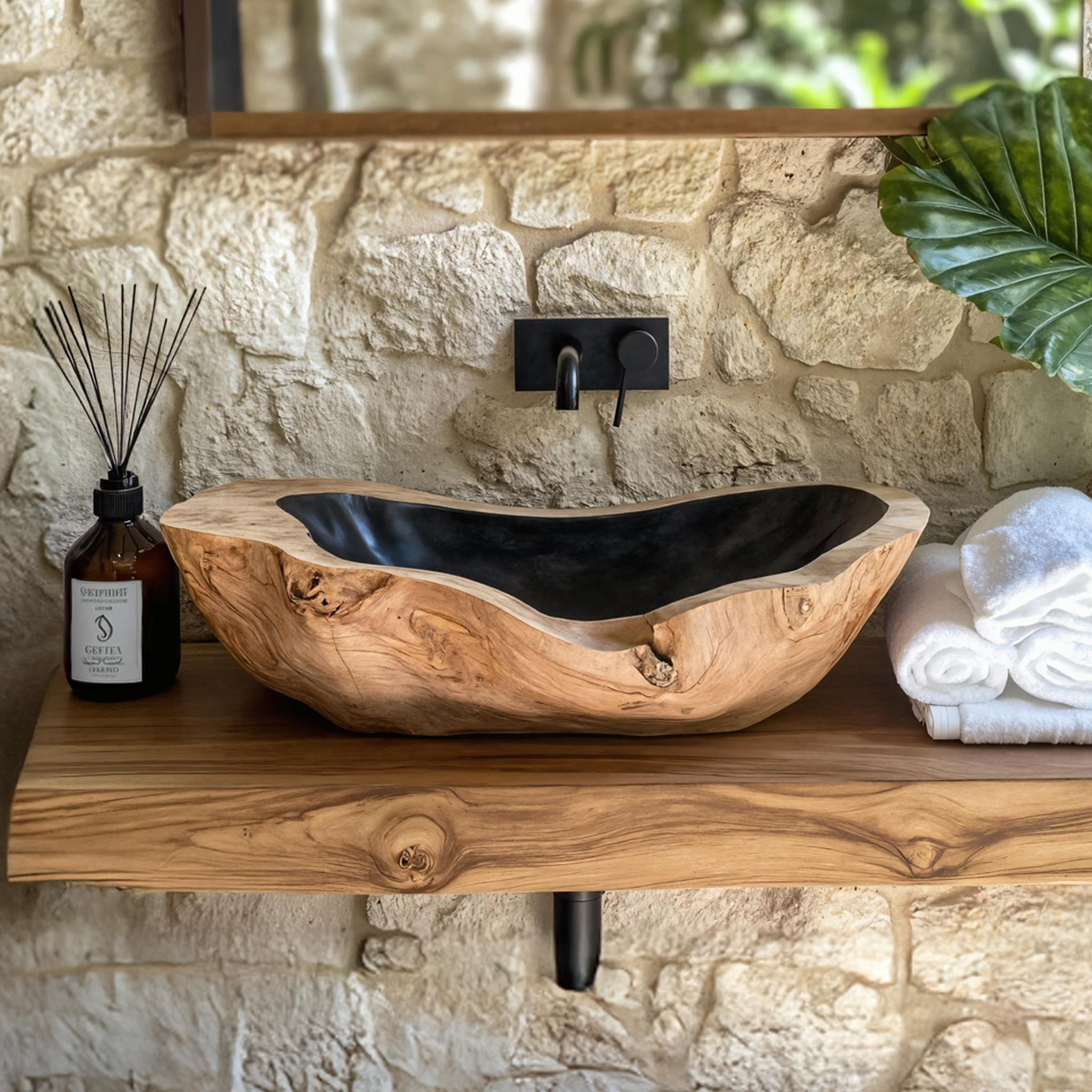 Handcrafted Wooden Vessel Sink For Bathroom Art Decor SILDTTNVS014